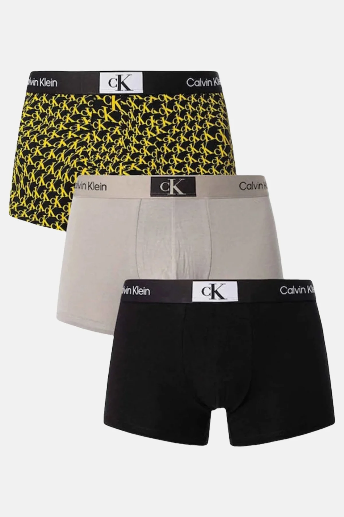 Calvin Klein Logolu Pamuklu 3 Pack 000NB3528ADXT Erkek Boxer 000NB3528A DXT SİYAH-SARI - 1