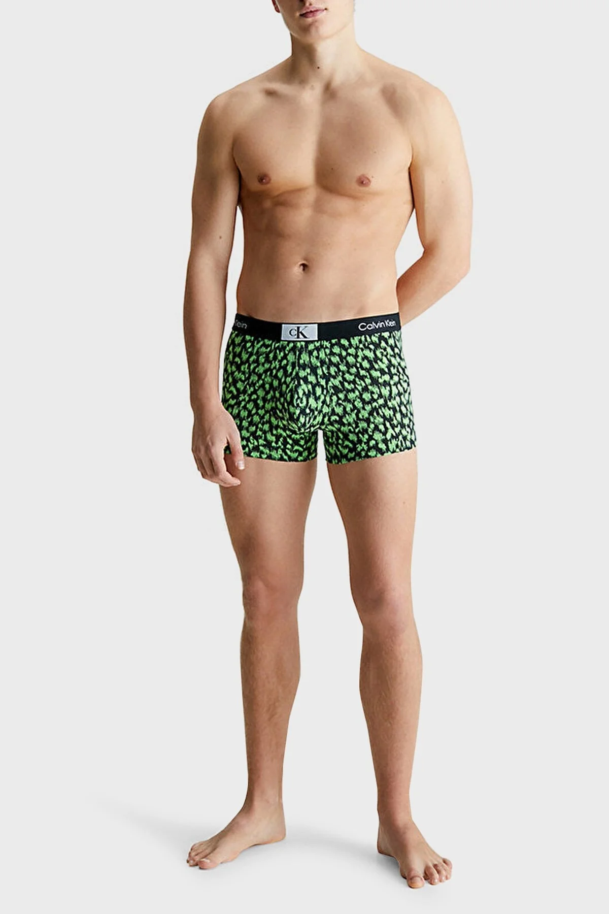 Calvin Klein Logolu Pamuklu 3 Pack 000NB3528ADYD Erkek Boxer 000NB3528A DYD Yeşil-Siyah-Saks - 5