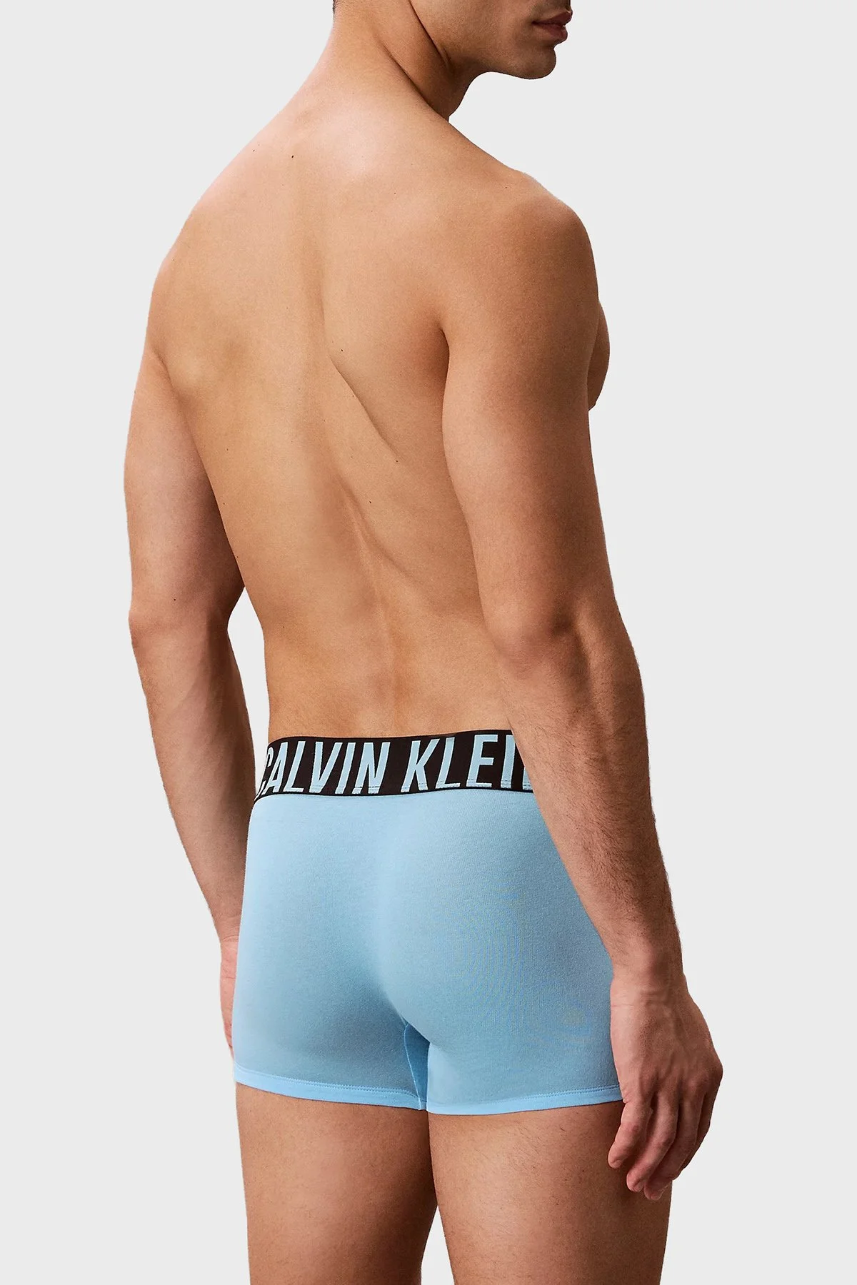 Calvin Klein Logolu Pamuklu 3 Pack 000NB3608A53V Erkek Boxer 000NB3608A 53V Siyah-Mavi-Gri - 3