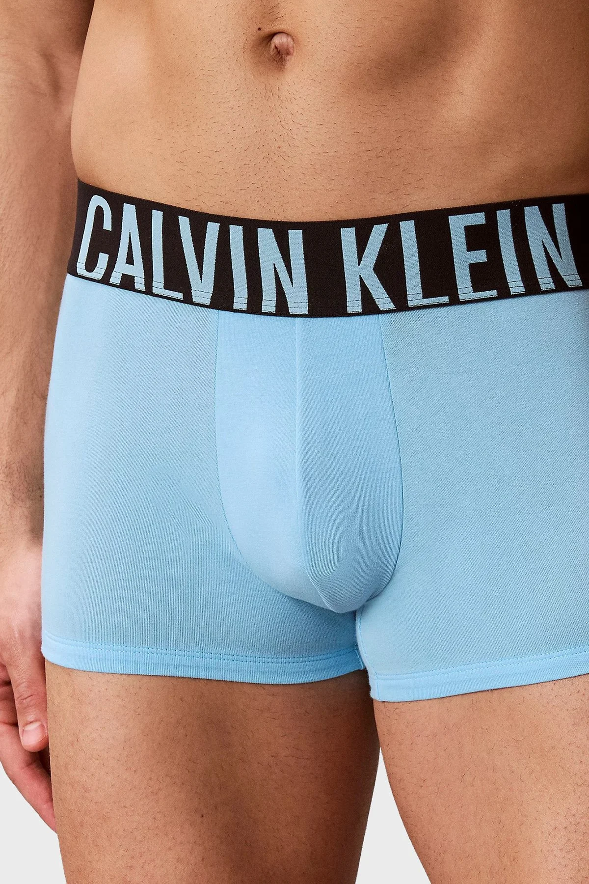 Calvin Klein Logolu Pamuklu 3 Pack 000NB3608A53V Erkek Boxer 000NB3608A 53V Siyah-Mavi-Gri - 4