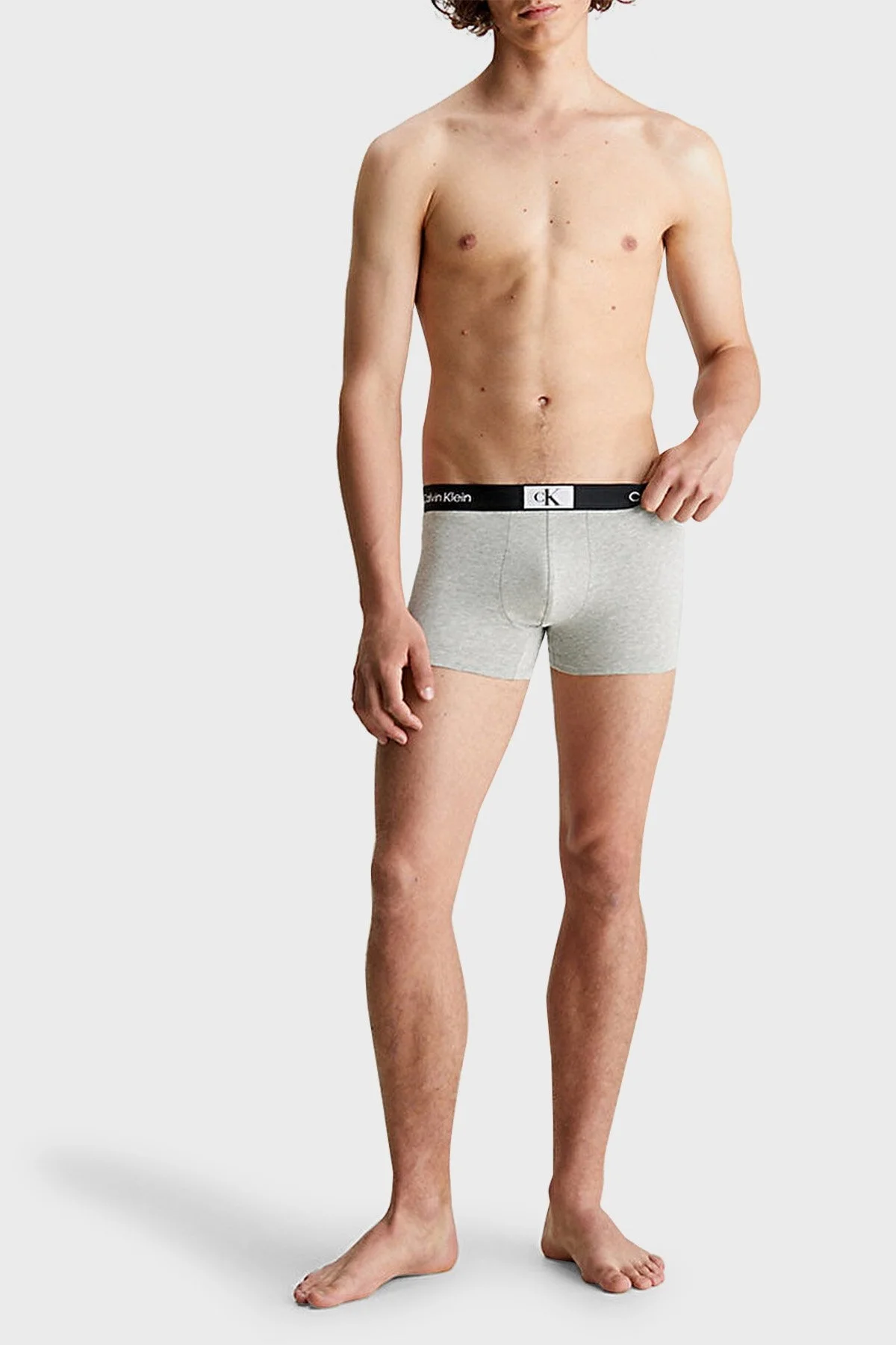 Calvin Klein Logolu Pamuklu 3 Pack Erkek Boxer 000NB3528E JGN Siyah-Gri-Siyah - 3