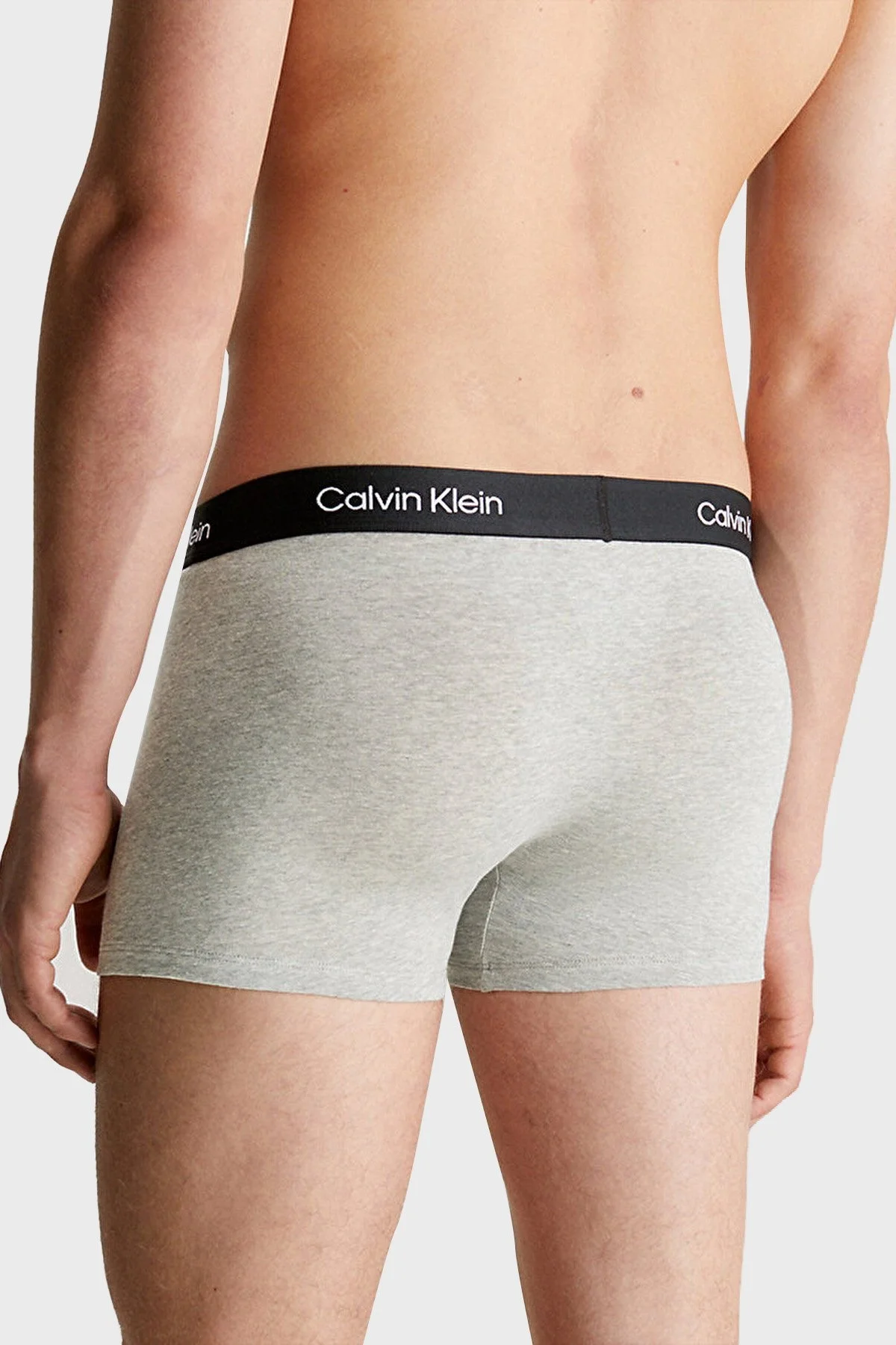Calvin Klein Logolu Pamuklu 3 Pack Erkek Boxer 000NB3528E JGN Siyah-Gri-Siyah - 4