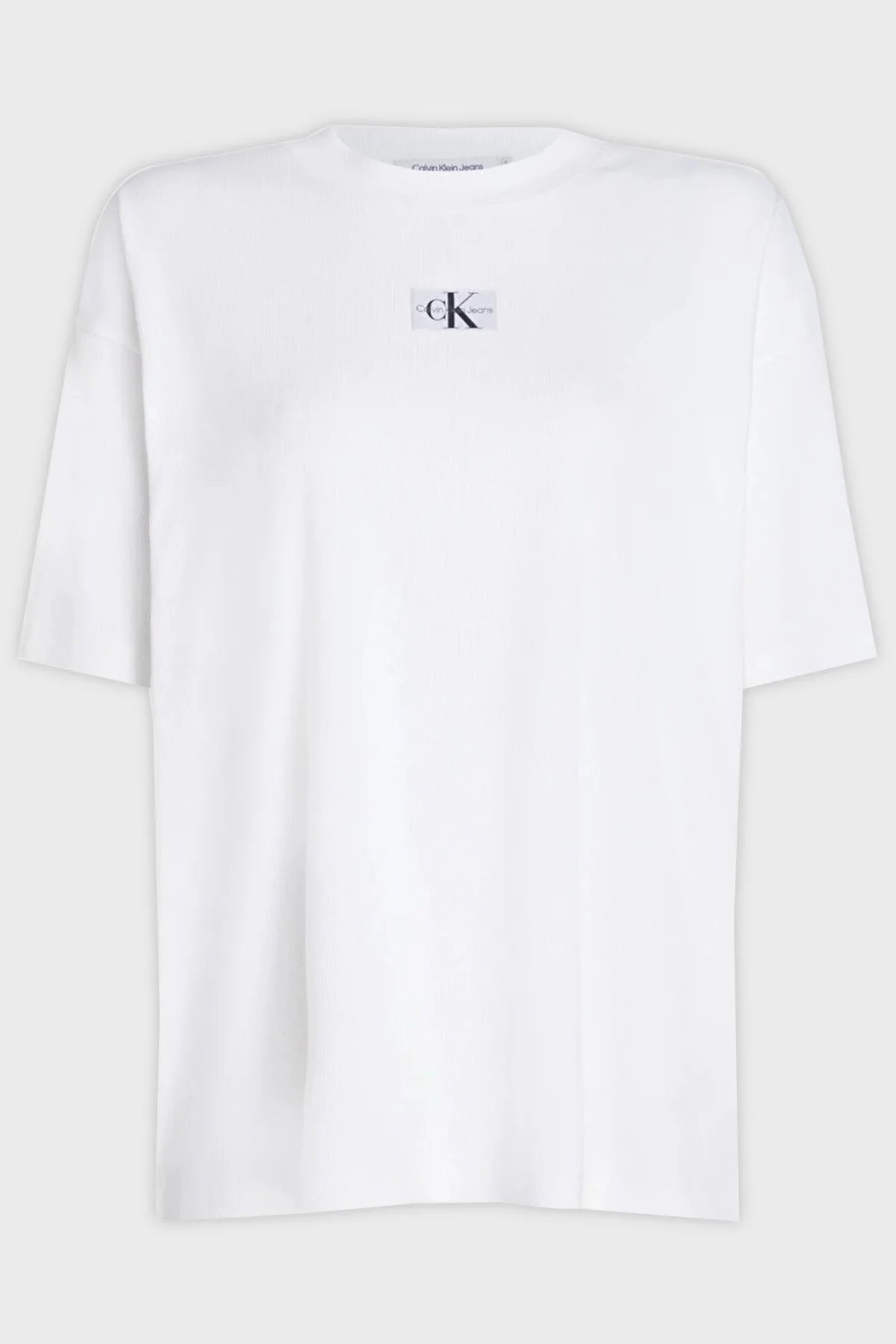 Calvin Klein Logolu Pamuklu Bisiklet Yaka Boyfriend J20J223419YAF Bayan T Shirt J20J223419 YAF BEYAZ - 2