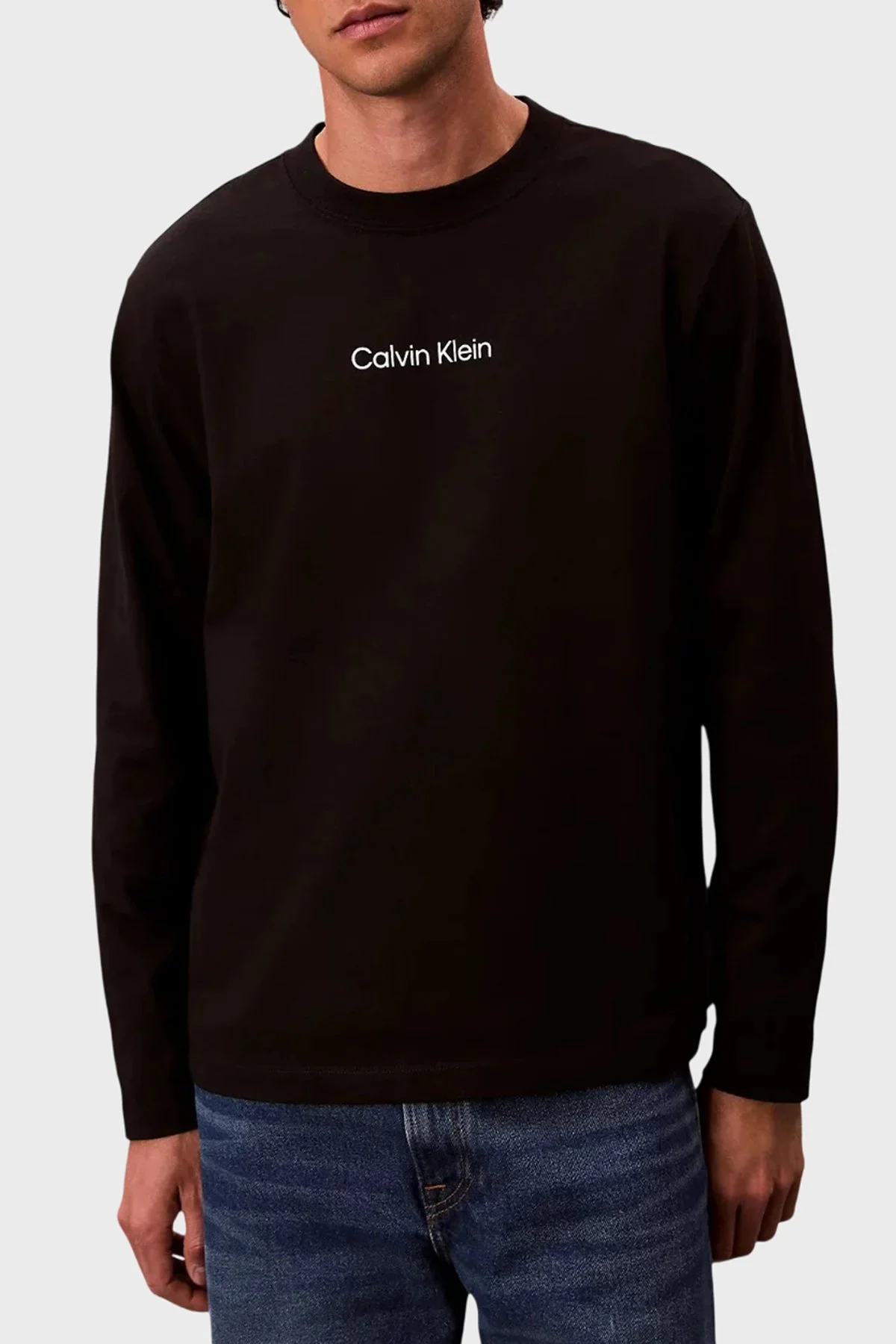 Calvin Klein Logolu Pamuklu Bisiklet Yaka LV04LD232GUB1 Erkek T Shirt LV04LD232G UB1 Siyah - 1
