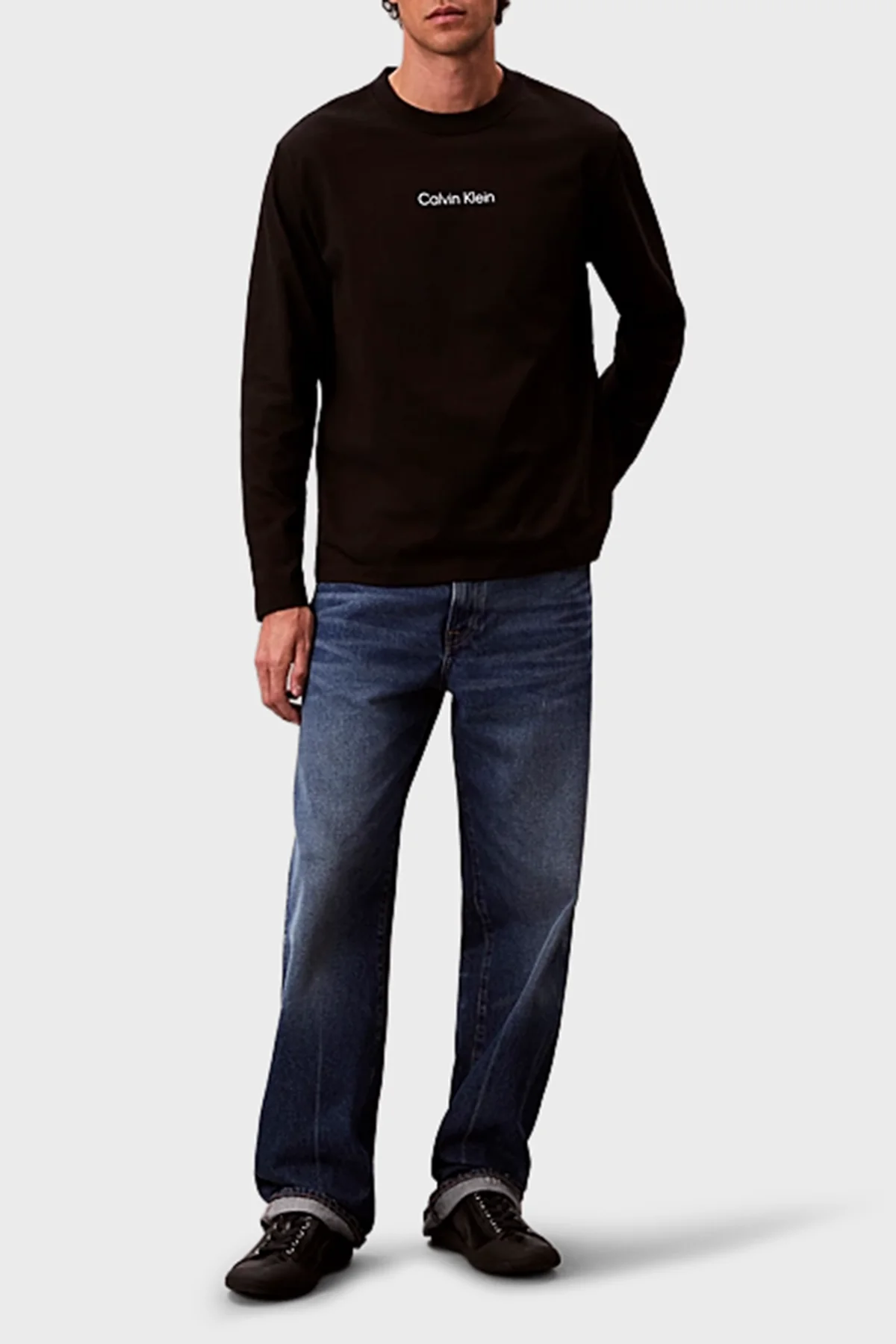 Calvin Klein Logolu Pamuklu Bisiklet Yaka LV04LD232GUB1 Erkek T Shirt LV04LD232G UB1 Siyah - 2