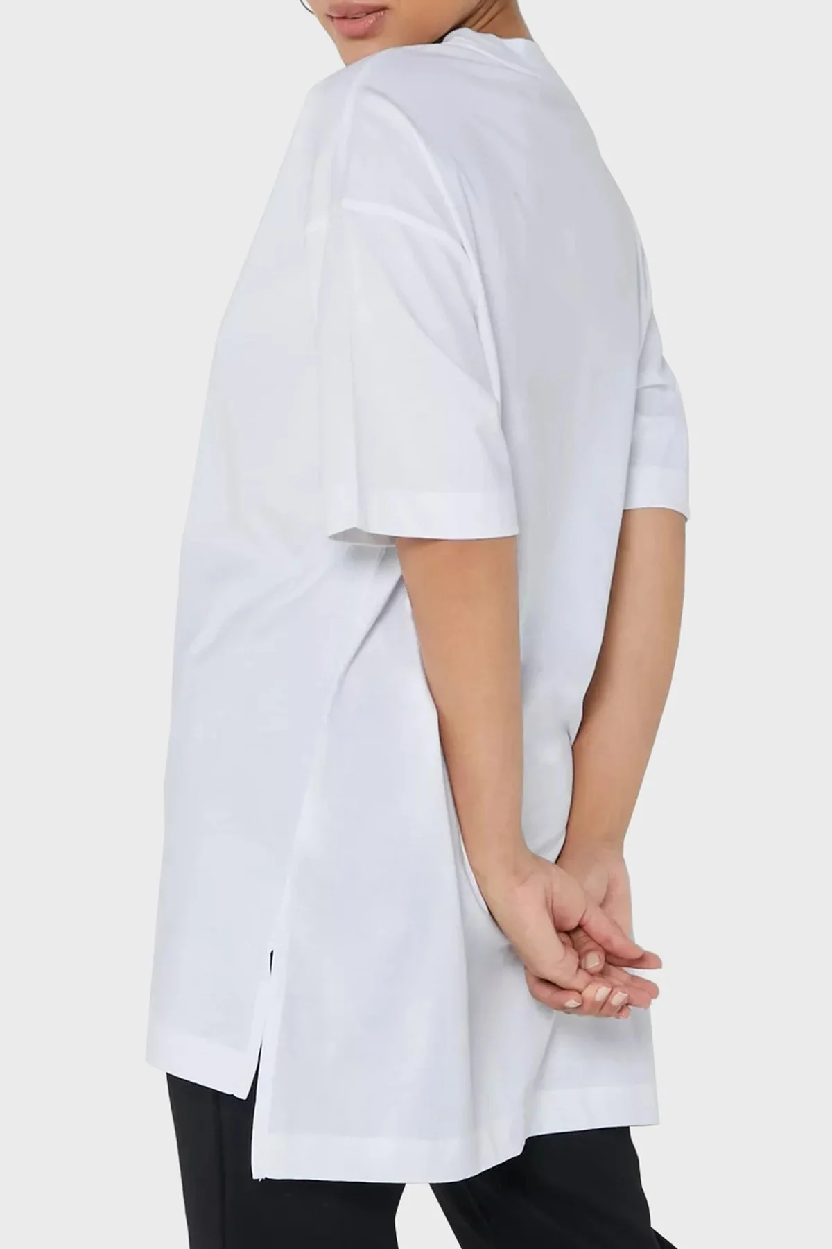 Calvin Klein Logolu Pamuklu Bisiklet Yaka Oversize Bayan T Shirt J20J220513 YAF BEYAZ - 2