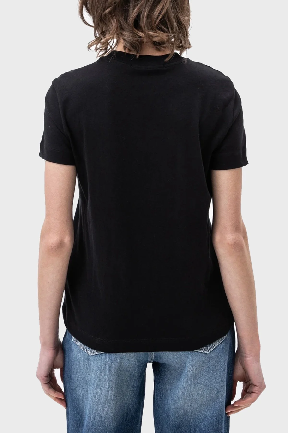 Calvin Klein Logolu Pamuklu Bisiklet Yaka Regular Fit Bayan T Shirt J20J219142 BEH SİYAH - 3