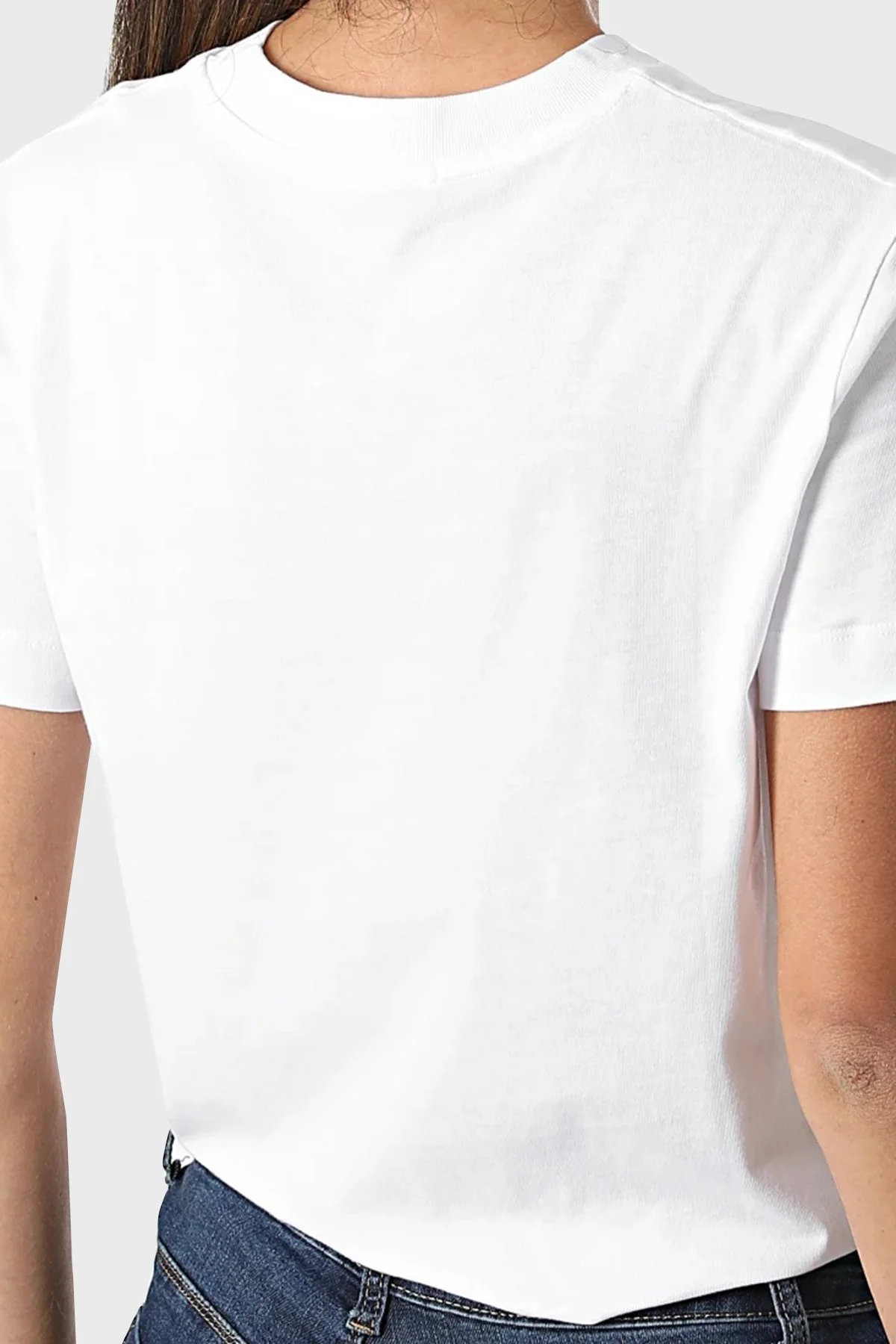 Calvin Klein Logolu Pamuklu Bisiklet Yaka Regular Fit Bayan T Shirt J20J219142 YAF BEYAZ - 4