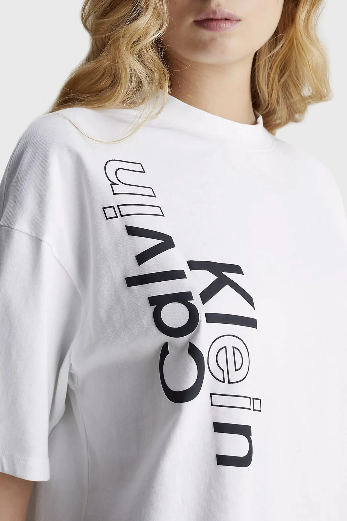 Calvin Klein Logolu Pamuklu Boyfriend Mini J20J223042YAF Bayan Elbise J20J223042 YAF BEYAZ - 4