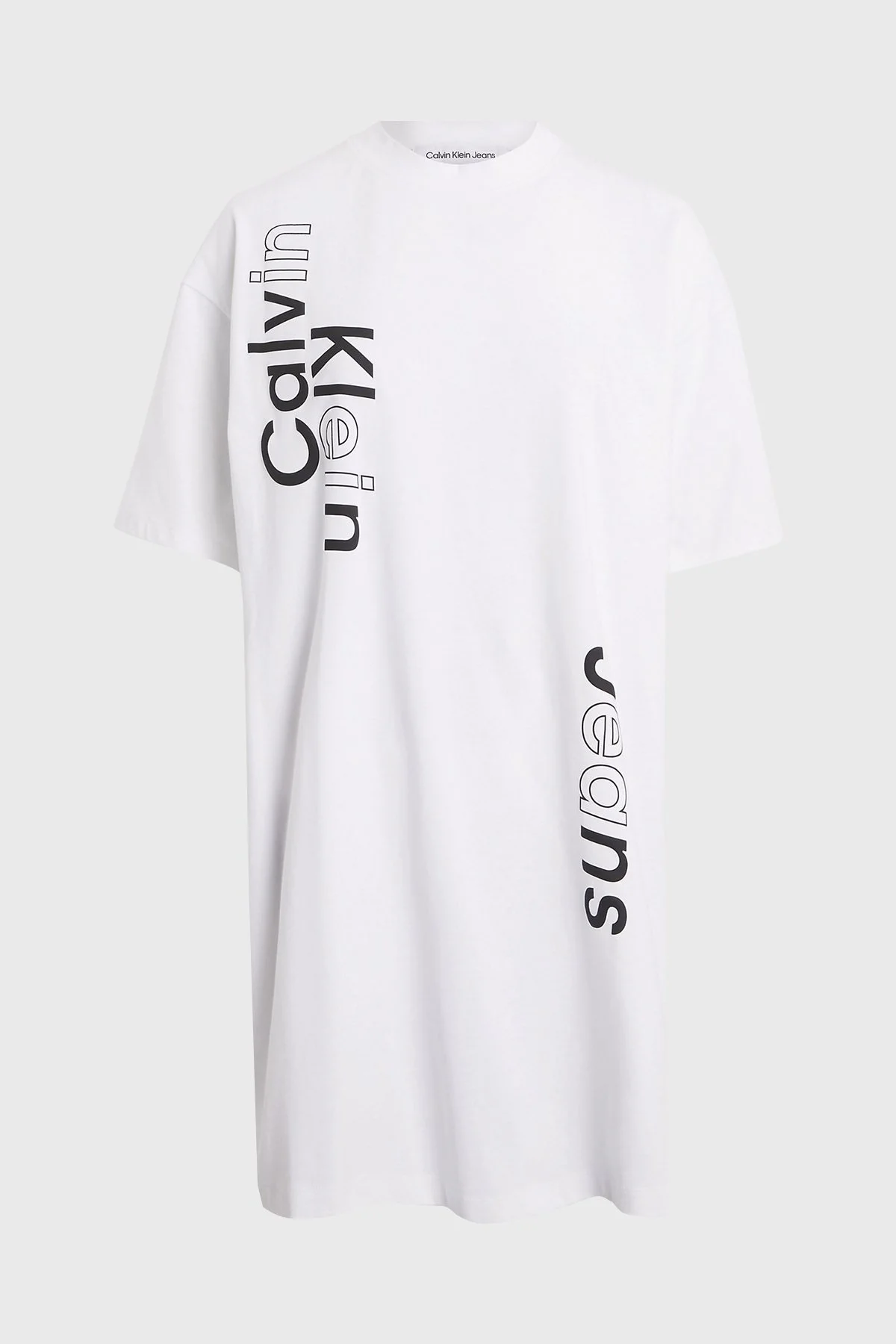 Calvin Klein Logolu Pamuklu Boyfriend Mini J20J223042YAF Bayan Elbise J20J223042 YAF BEYAZ - 5