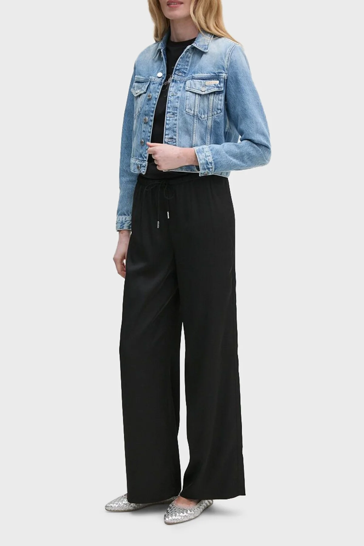 Calvin Klein Logolu Pamuklu Cepli J20J2249041AA Bayan Kot Ceket J20J224904 1AA MAVİ - 3