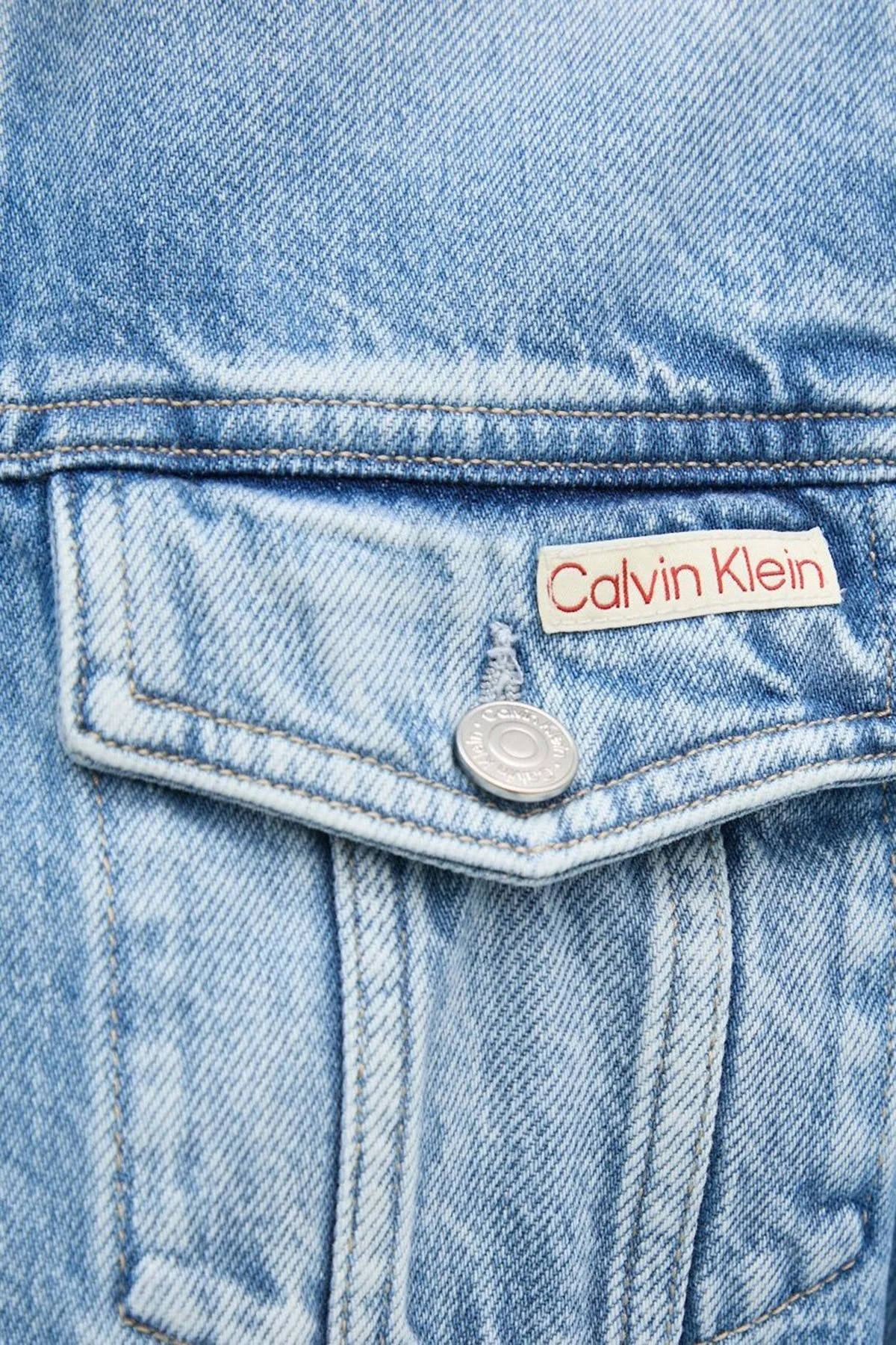 Calvin Klein Logolu Pamuklu Cepli J20J2249041AA Bayan Kot Ceket J20J224904 1AA MAVİ - 5