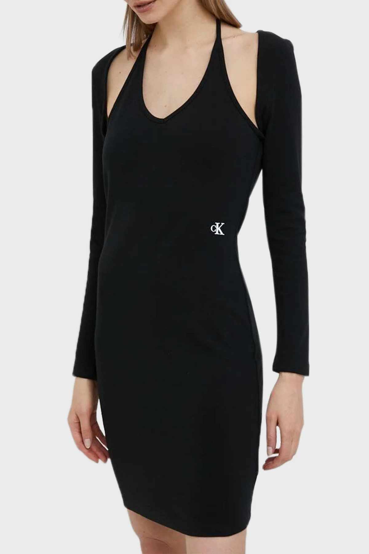 Calvin Klein Pamuklu Çıkarılabilir Bolerolu Dar Kesim Jarse J20J220545BEH Bayan Elbise J20J220545 BEH SİYAH - 4