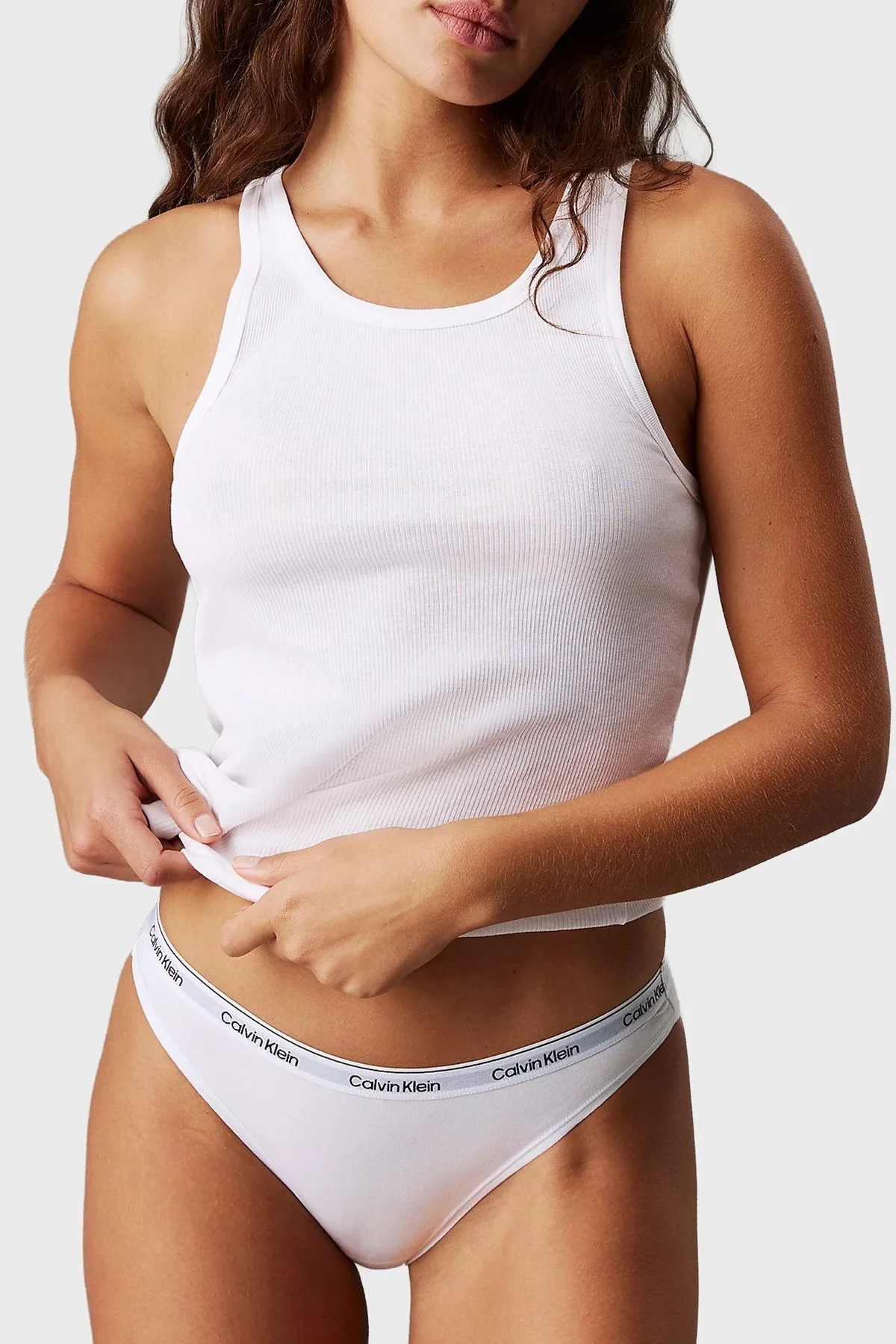 Calvin Klein Logolu Pamuklu Düşük Bel 3 Pack 000QD5207EW9F Bayan Külot 000QD5207E W9F Kırmızı-Beyaz-Gri - 7