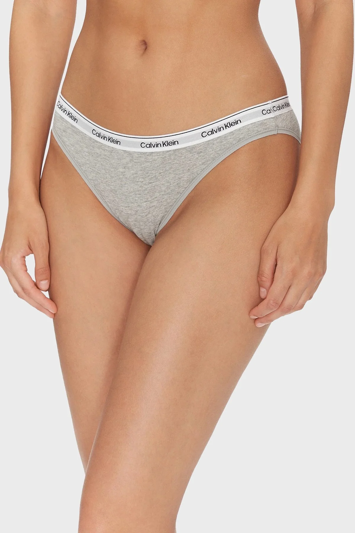 Calvin Klein Logolu Pamuklu Düşük Bel 3 Pack 000QD5207EWAB Bayan Külot 000QD5207E WAB Yeşil-Gri-Pembe - 9