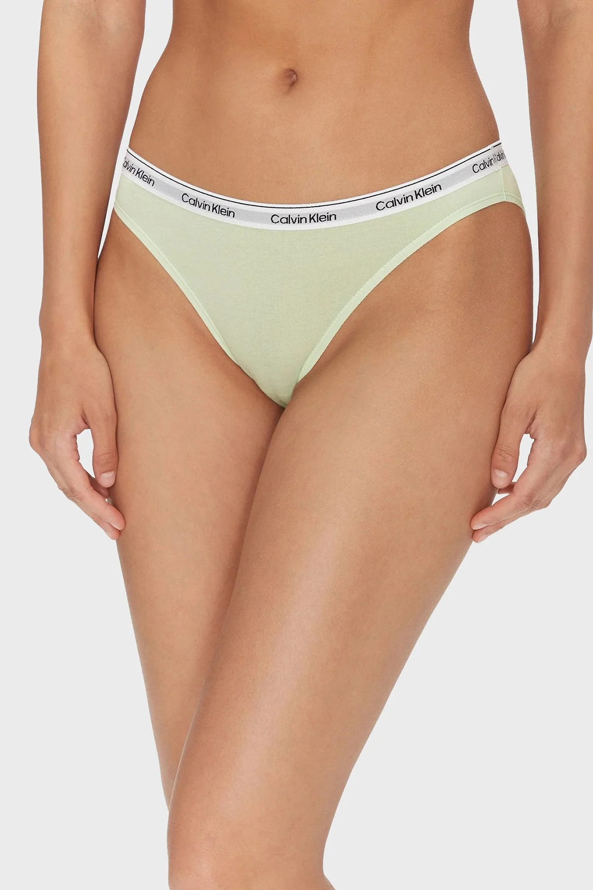 Calvin Klein Logolu Pamuklu Düşük Bel 3 Pack 000QD5207EWAB Kadın Külot 000QD5207E WAB Yeşil-Gri-Pembe - 4