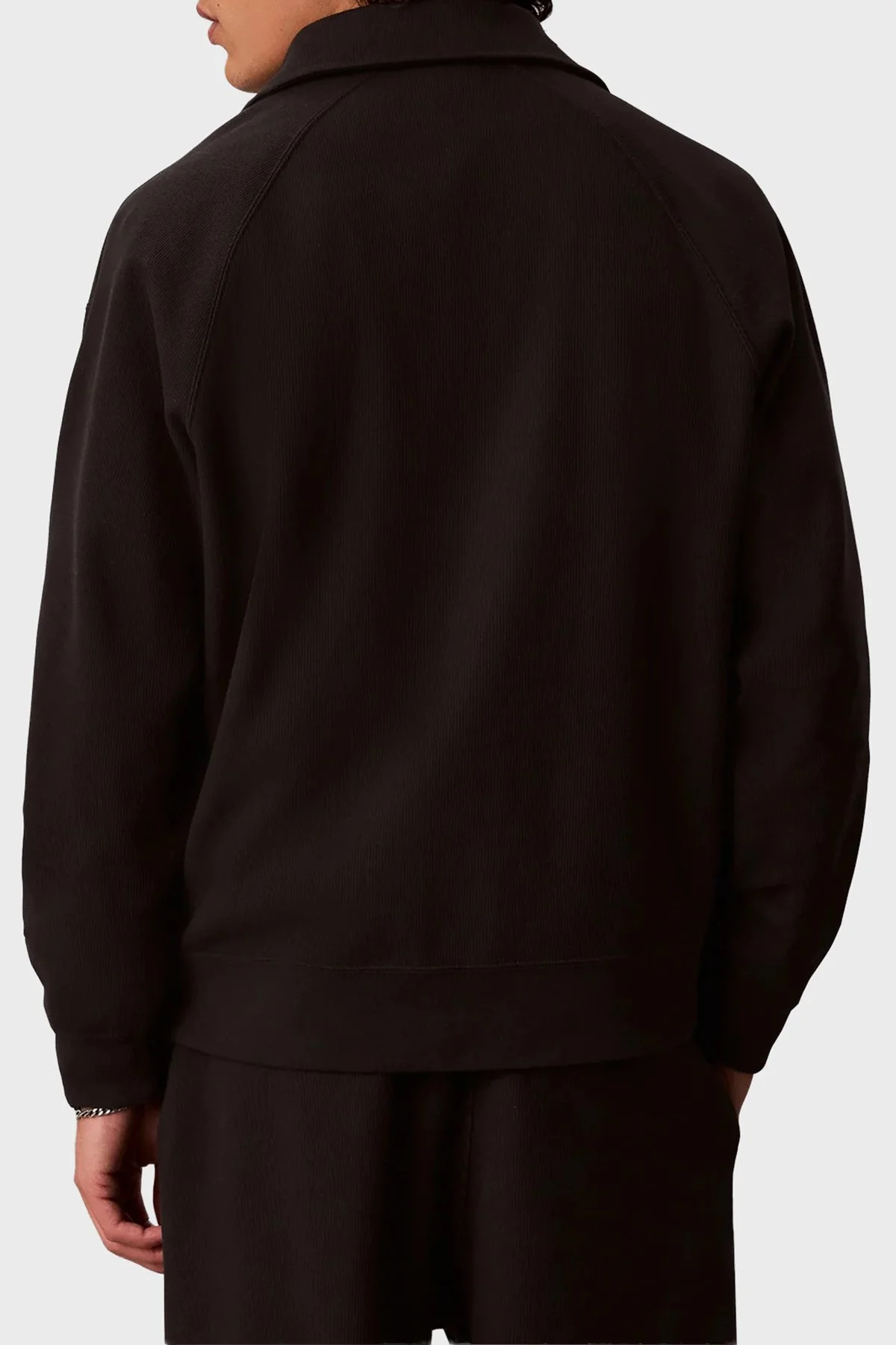 Calvin Klein Logolu Pamuklu Fermuarlı Polo Yaka LV04RH216GUB1 Erkek Sweat LV04RH216G UB1 Siyah - 2