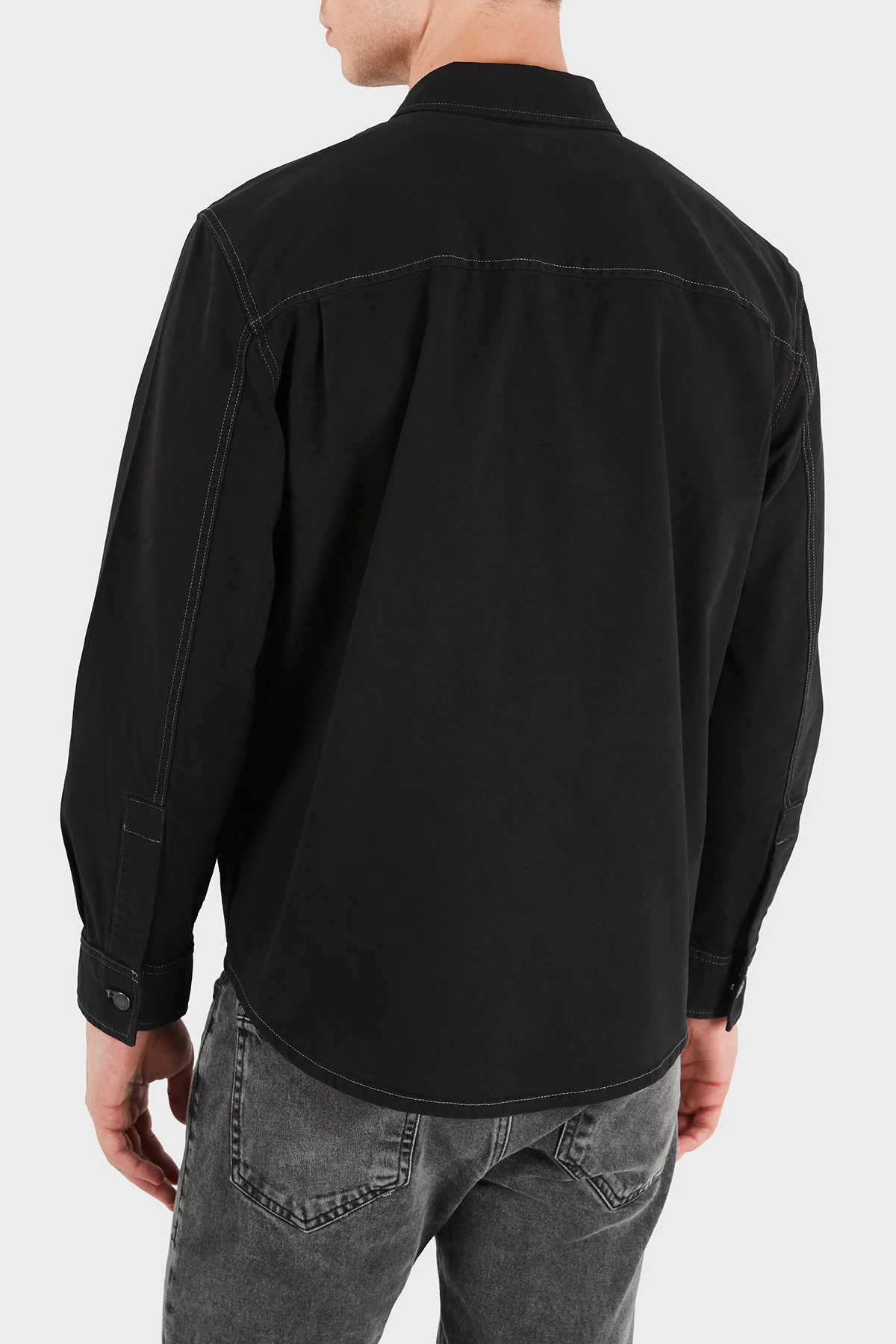Calvin Klein Logolu Pamuklu Göğüs Cepli LV04RG407GUB1 Erkek Gömlek LV04RG407G UB1 Siyah - 2