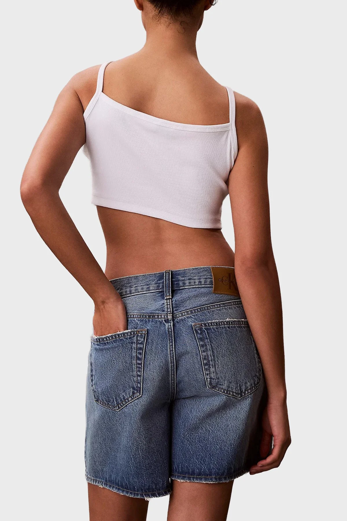Calvin Klein Logolu Pamuklu İp Askılı LV047F221GYAF Kadın Top LV047F221G YAF BEYAZ - 3