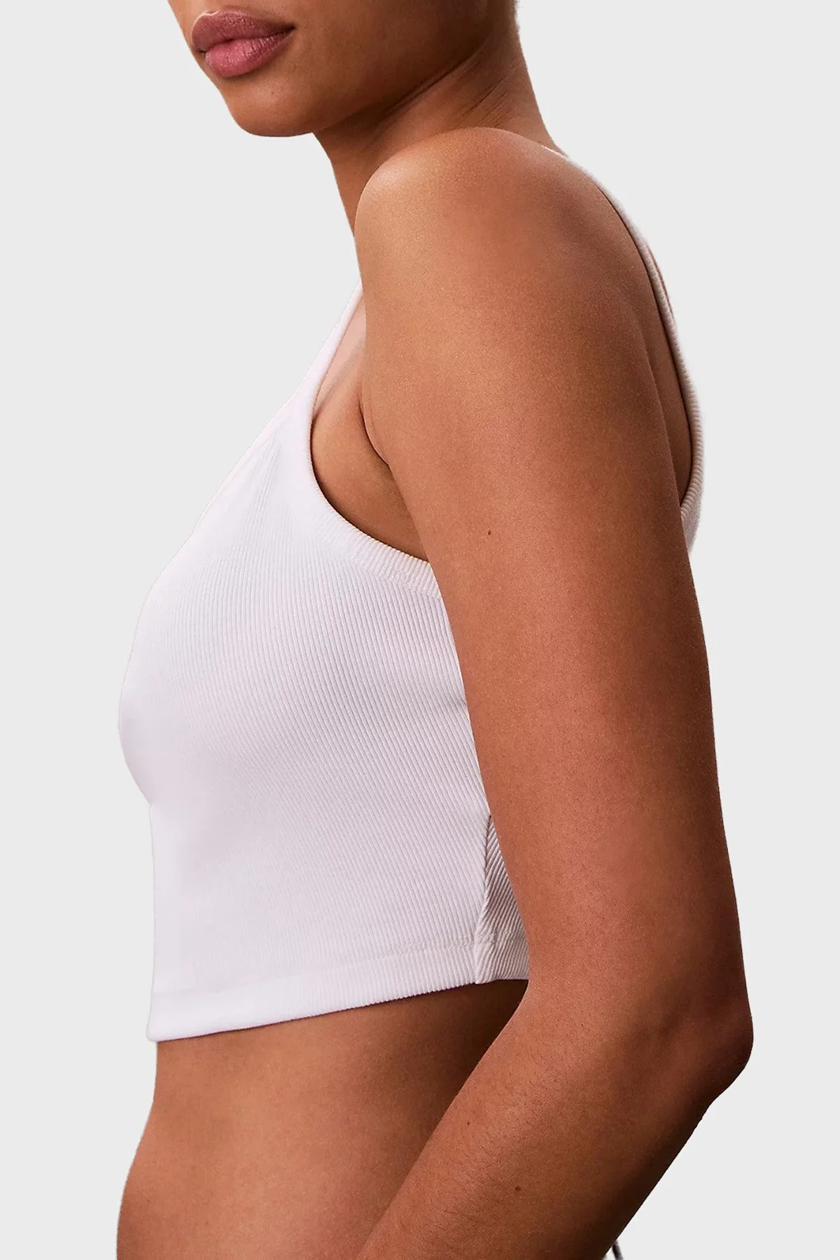 Calvin Klein Logolu Pamuklu İp Askılı LV047F221GYAF Kadın Top LV047F221G YAF BEYAZ - 5