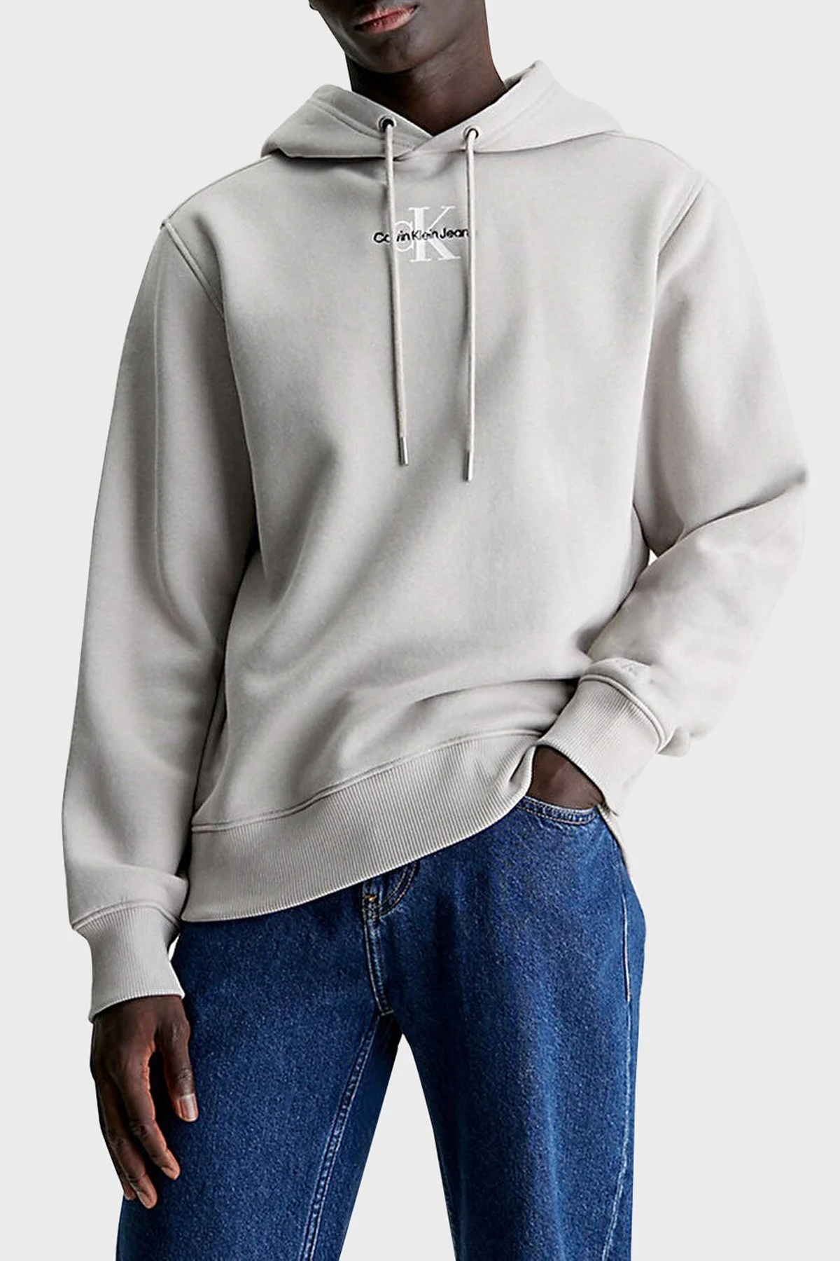 Calvin Klein Logolu Pamuklu Kapüşonlu Regular Fit J30J323749PEE Erkek Sweat J30J323749 PEE GRİ - 1
