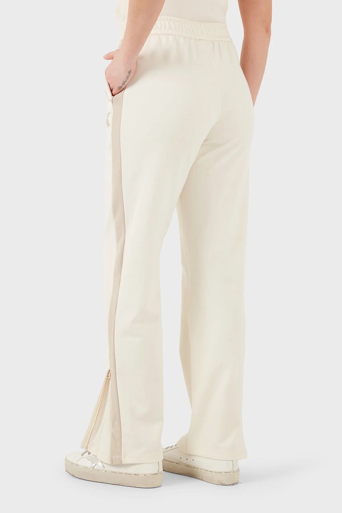 Calvin Klein Logolu Pamuklu Lastikli Bel Bol Paça Kadın Pantolon LV047E225G YAC BEJ - 3