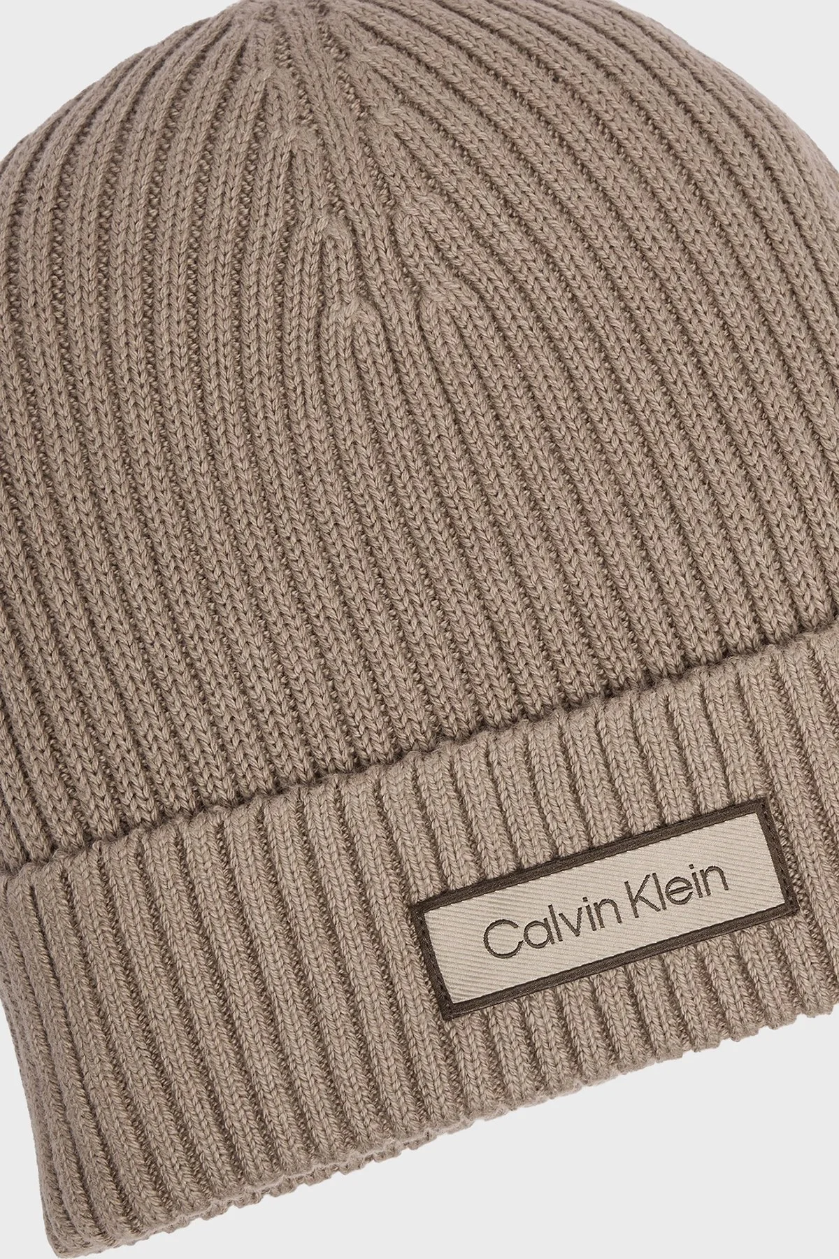 Calvin Klein Logolu Pamuklu LV04D8053GVFU Erkek Bere LV04D8053G VFU Toprak - 2