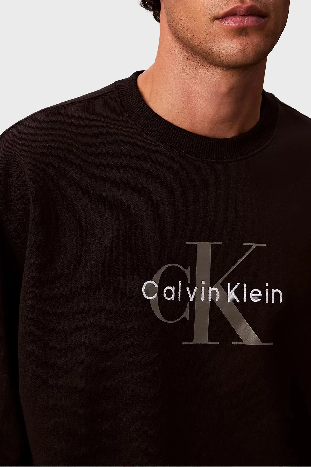 Calvin Klein Logolu Pamuklu Oversize Fit Bisiklet Yaka LV04RD242GUB1 Erkek Sweat LV04RD242G UB1 SİYAH - 5