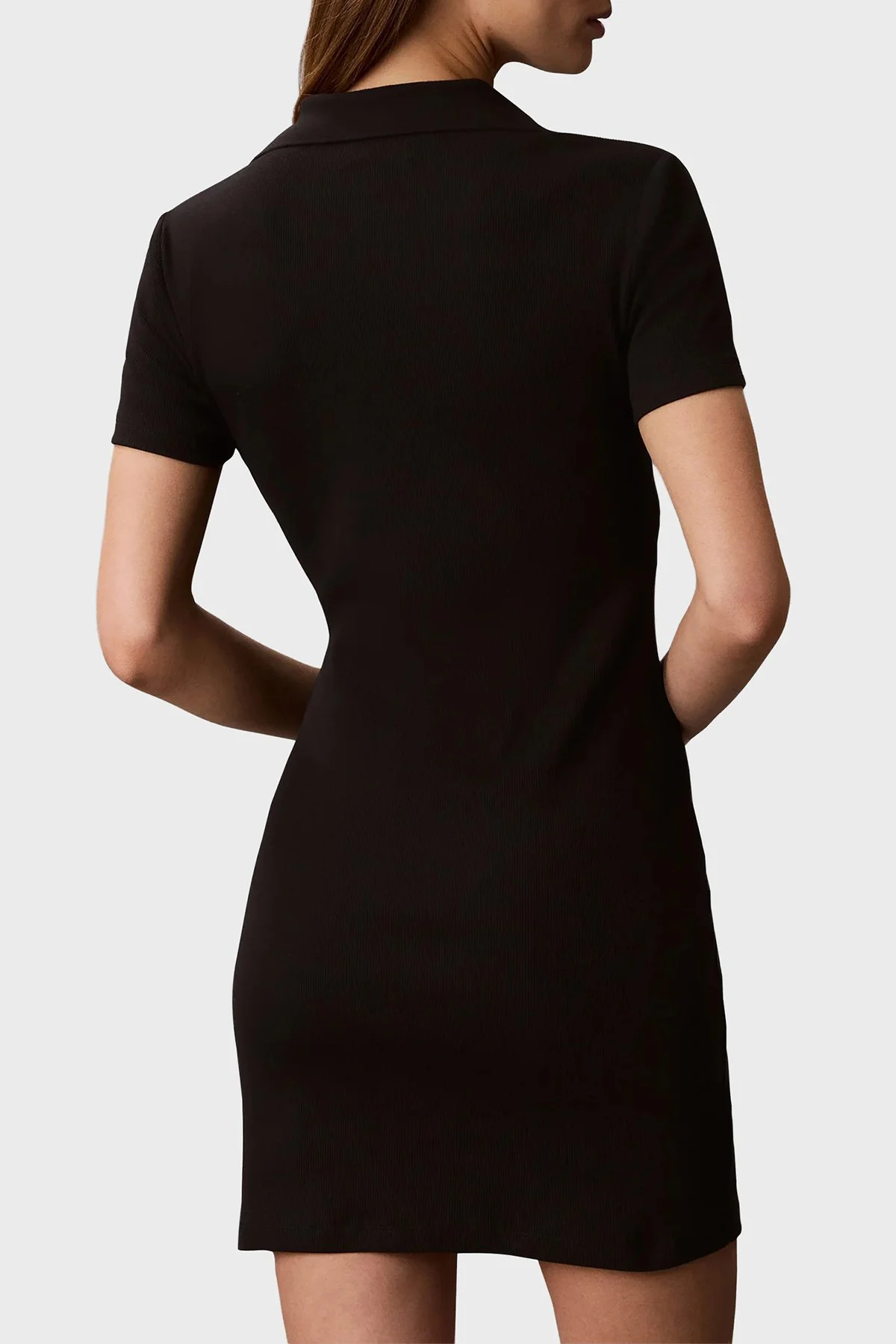 Calvin Klein Logolu Pamuklu Polo Yaka Mini LV047G237GUB1 Kadın Elbise LV047G237G UB1 SİYAH - 3