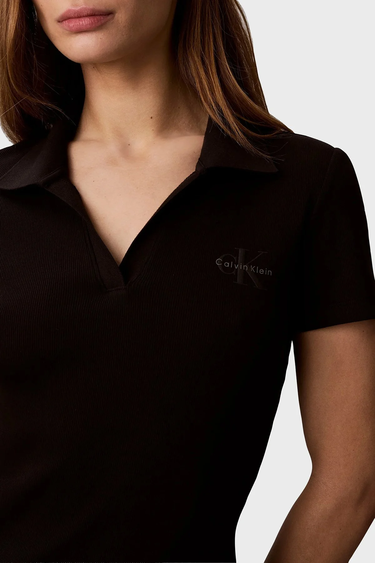 Calvin Klein Logolu Pamuklu Polo Yaka Mini LV047G237GUB1 Kadın Elbise LV047G237G UB1 SİYAH - 4