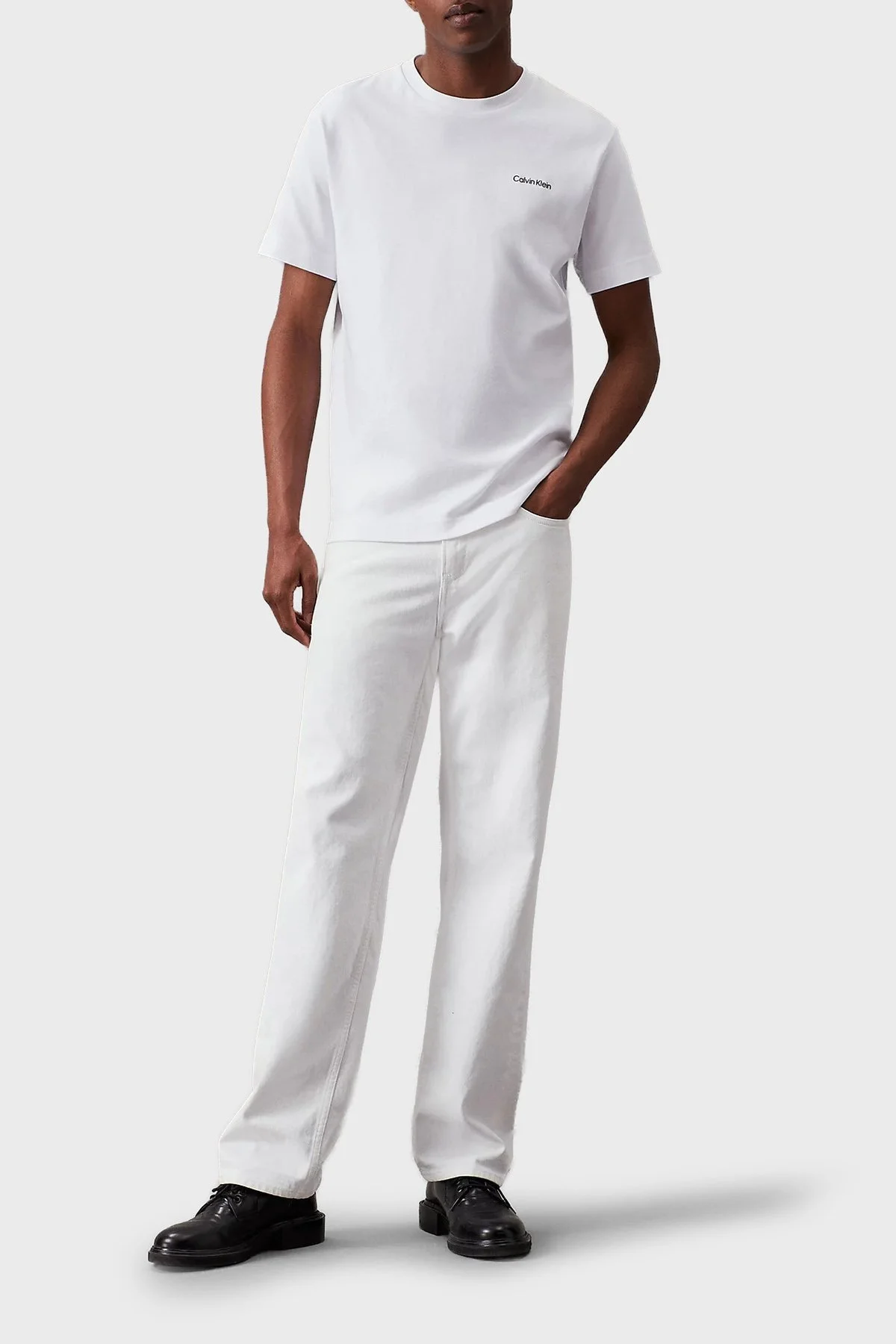 Calvin Klein Logolu Pamuklu Regular Fit Bisiklet Yaka K10K109894YAF Erkek T Shirt K10K109894 YAF BEYAZ - 6