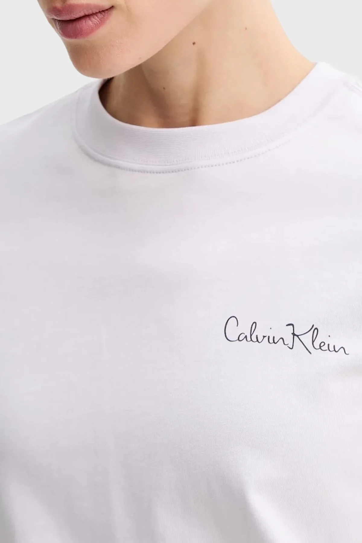 Calvin Klein Logolu Pamuklu Regular Fit Bisiklet Yaka LV047E809G2IK Bayan T Shirt LV047E809G 2IK LİLA - 4