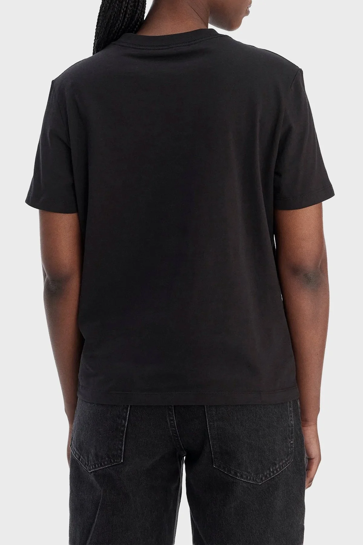 Calvin Klein Logolu Pamuklu Regular Fit Bisiklet Yaka LV047E809GUB1 Bayan T Shirt LV047E809G UB1 SİYAH - 3