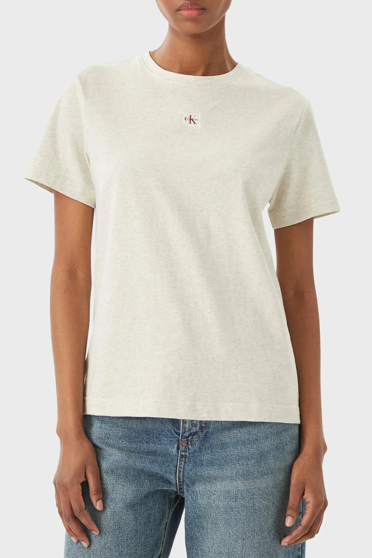 Calvin Klein Logolu Pamuklu Regular Fit Bisiklet Yaka LV047F227GP4P Kadın T Shirt LV047F227G P4P GRİ - 1