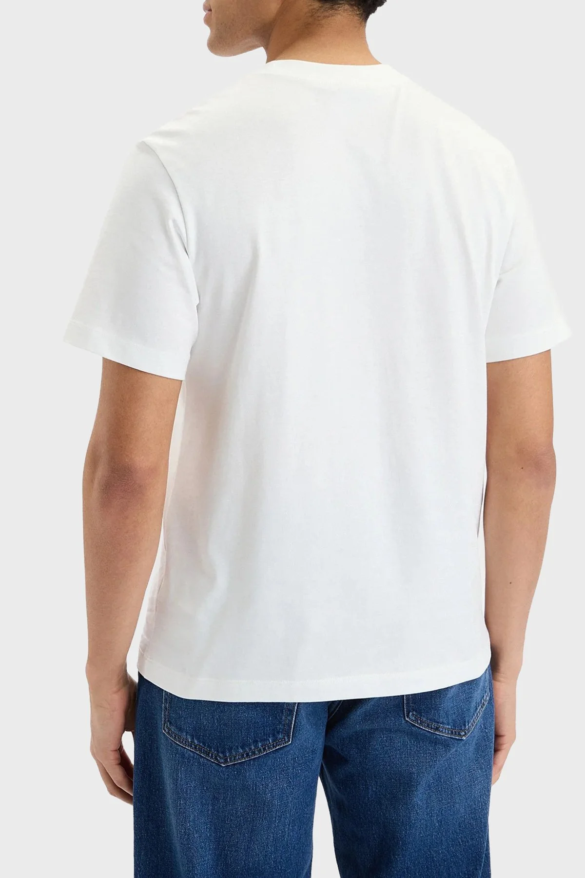 Calvin Klein Logolu Pamuklu Regular Fit Bisiklet Yaka LV04RB824GYAF Erkek T Shirt LV04RB824G YAF BEYAZ - 3