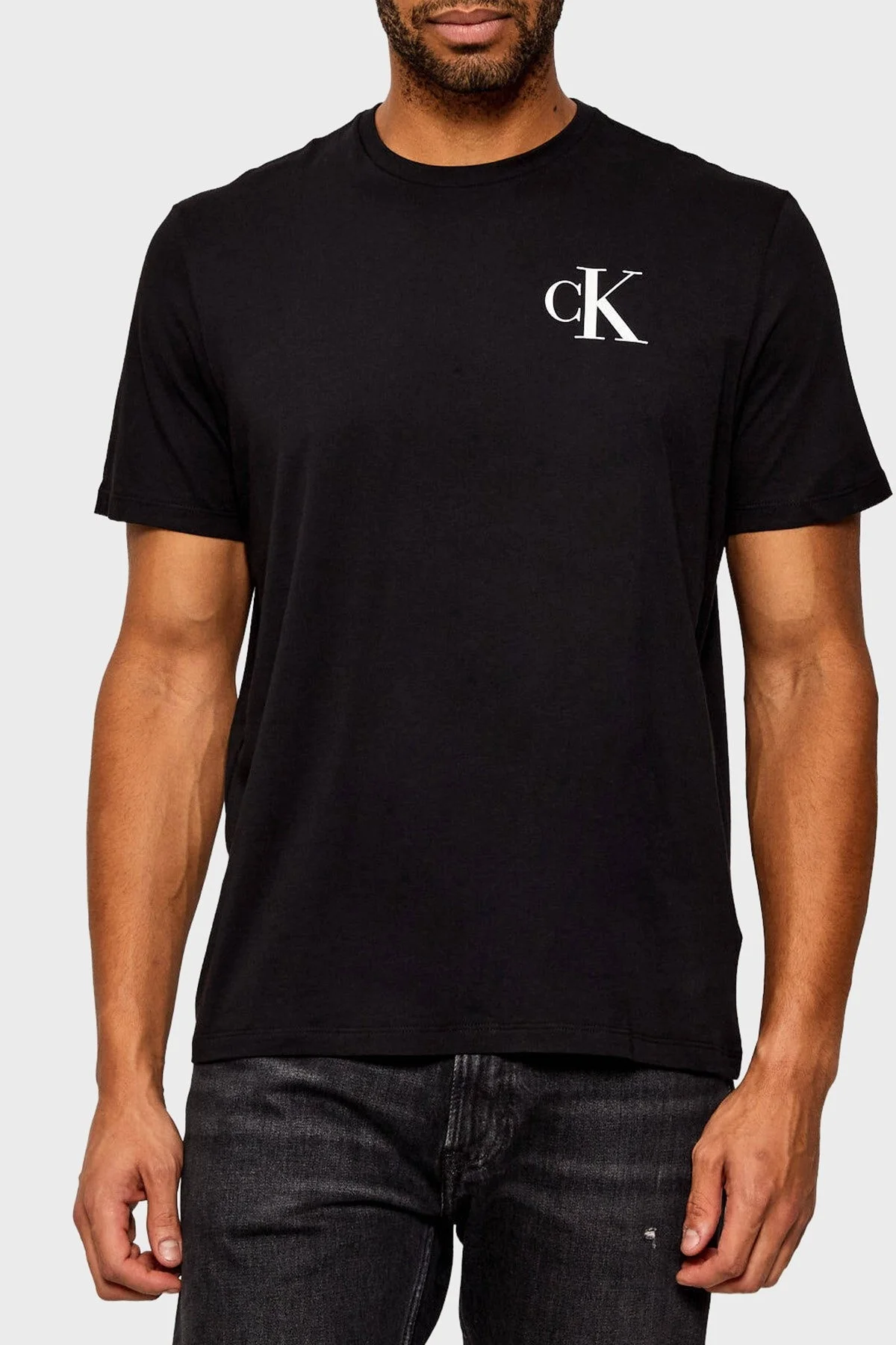 Calvin Klein Logolu Pamuklu Regular Fit Bisiklet Yaka LV04RD865GUB1 Erkek T Shirt LV04RD865G UB1 SİYAH - 1