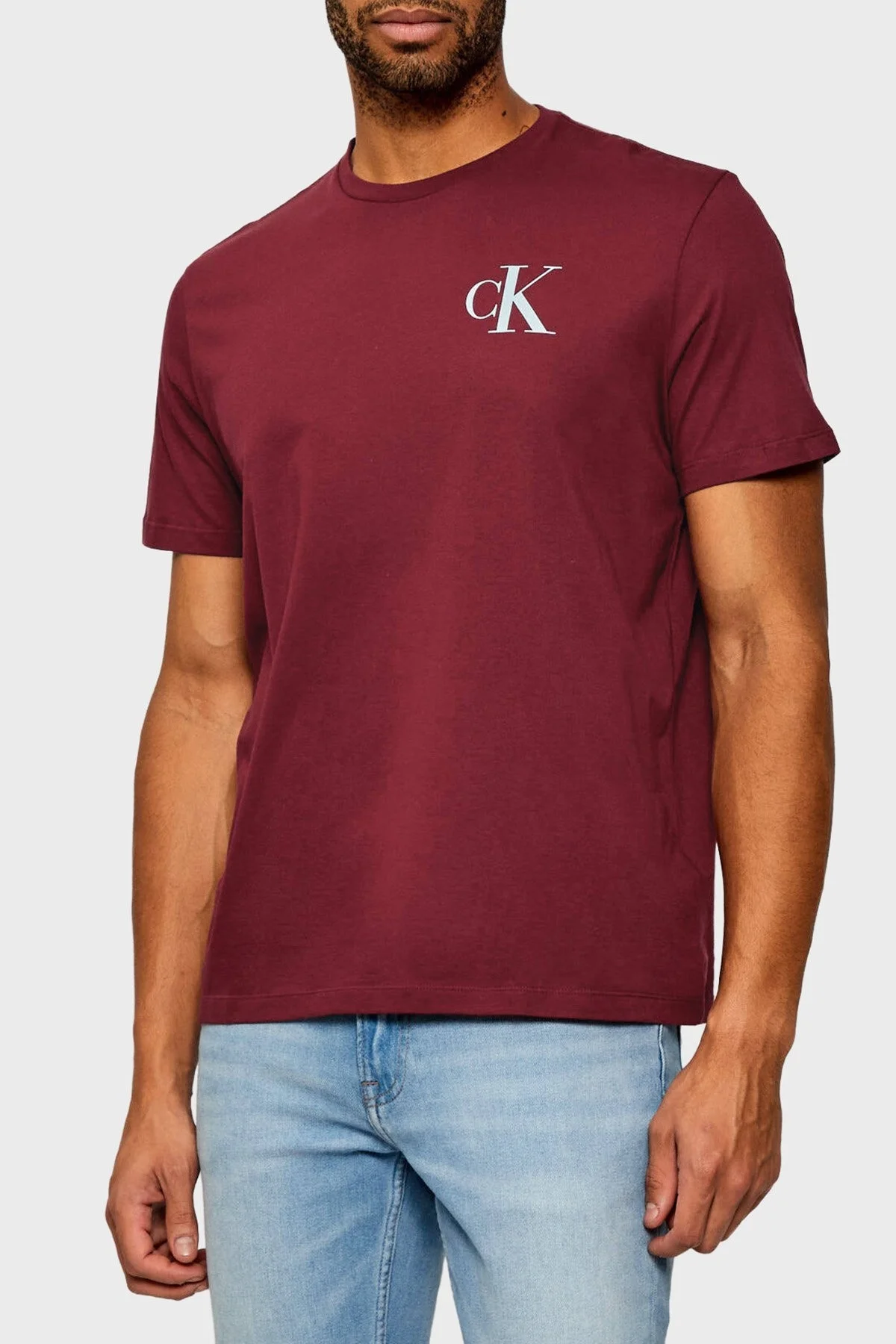 Calvin Klein Logolu Pamuklu Regular Fit Bisiklet Yaka LV04RD865GWCV Erkek T Shirt LV04RD865G WCV KIRMIZI - 1