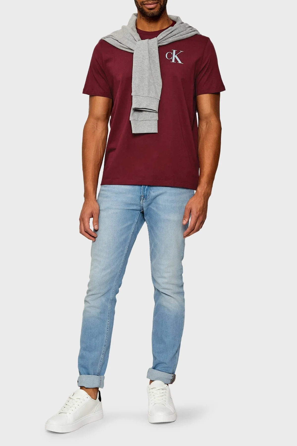 Calvin Klein Logolu Pamuklu Regular Fit Bisiklet Yaka LV04RD865GWCV Erkek T Shirt LV04RD865G WCV KIRMIZI - 2