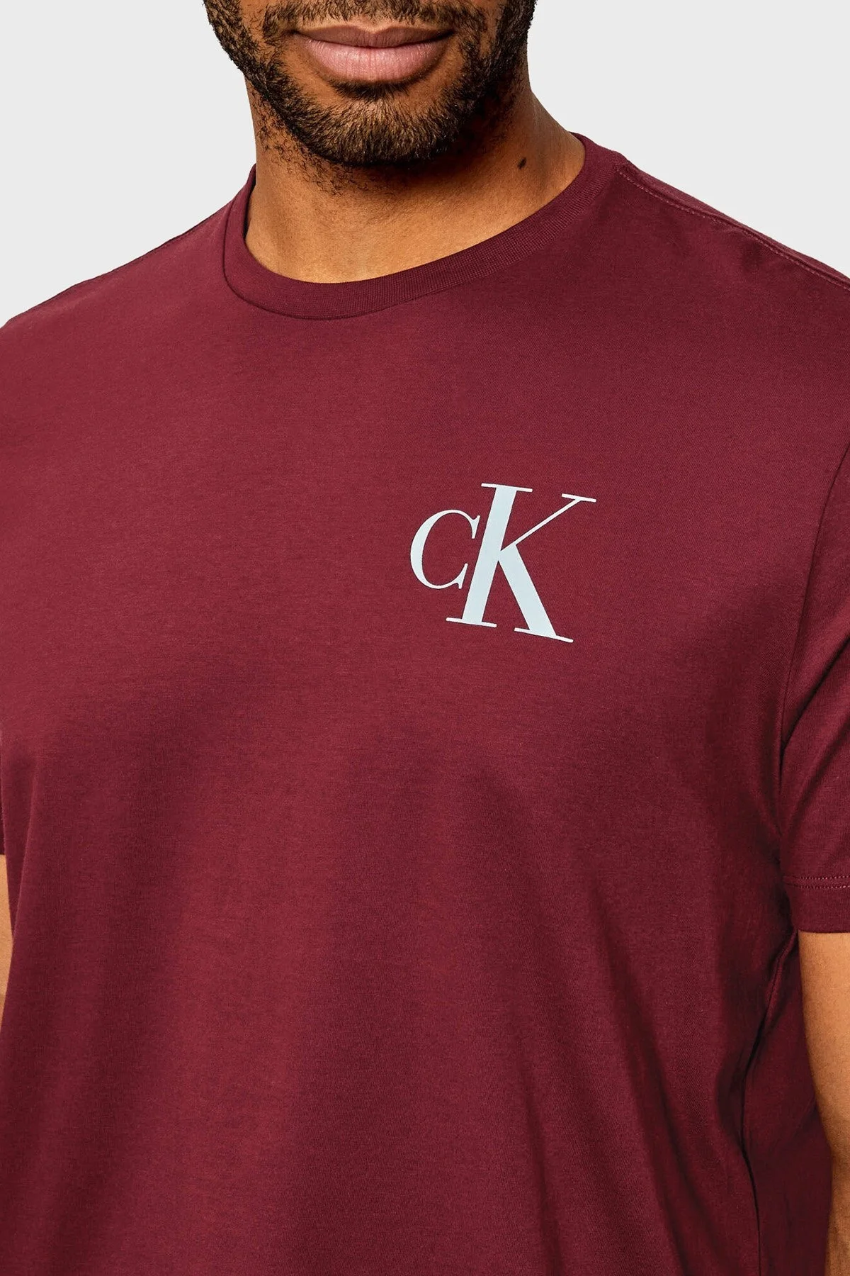 Calvin Klein Logolu Pamuklu Regular Fit Bisiklet Yaka LV04RD865GWCV Erkek T Shirt LV04RD865G WCV KIRMIZI - 4