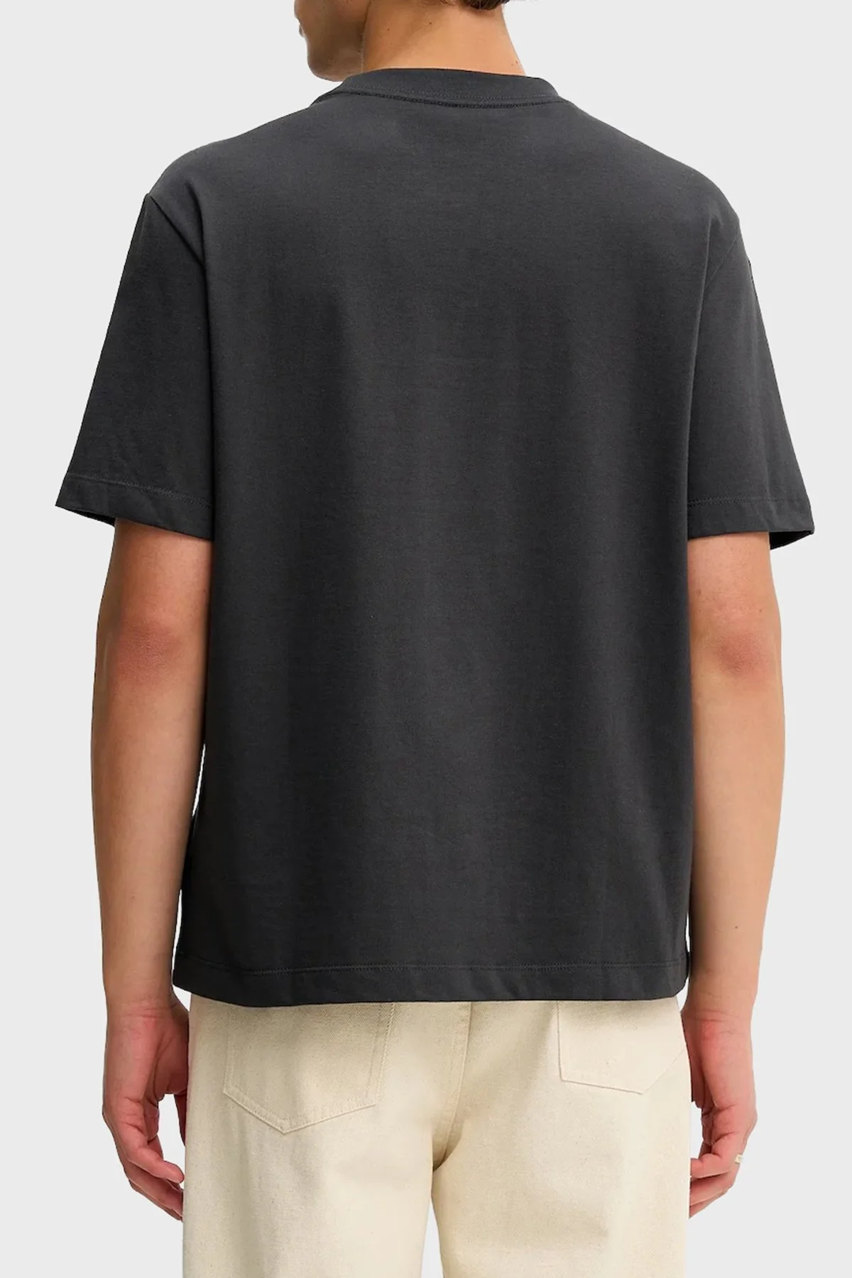 Calvin Klein Logolu Pamuklu Regular Fit Bisiklet Yaka LV04RE833G8MN Erkek T Shirt LV04RE833G 8MN GRİ - 3