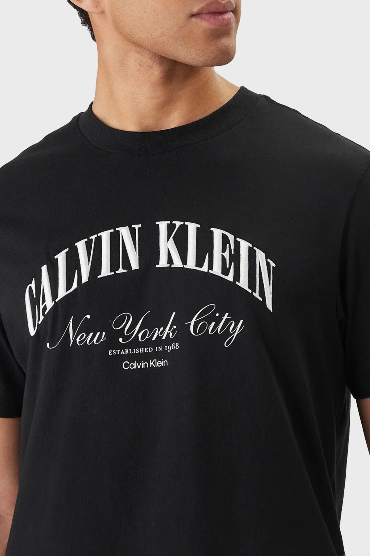Calvin Klein Logolu Pamuklu Regular Fit Bisiklet Yaka LV04RF820GUB1 Erkek T Shirt LV04RF820G UB1 SİYAH - 4