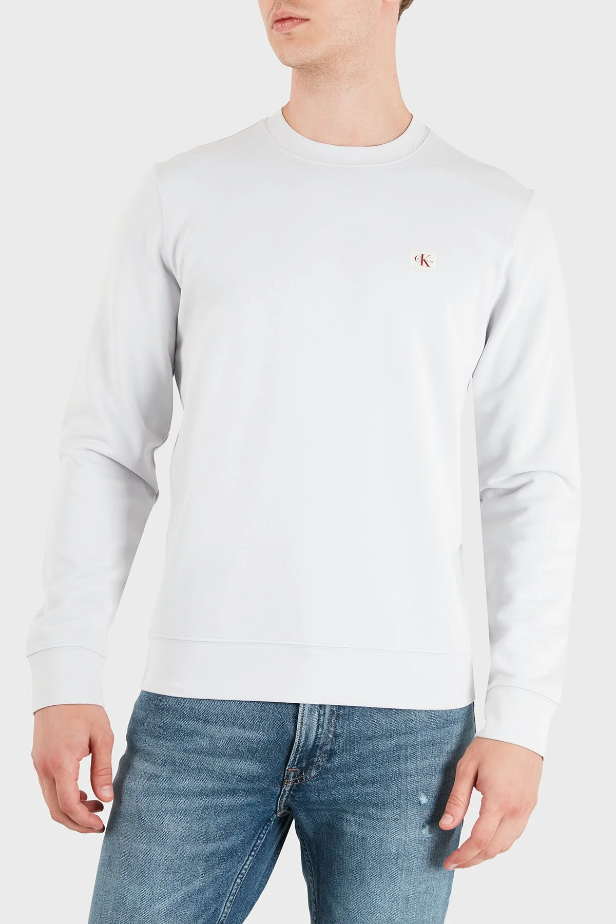 Calvin Klein Logolu Pamuklu Regular Fit Bisiklet Yaka LV04RG268GPSX Erkek Sweat LV04RG268G PSX Gri - 1