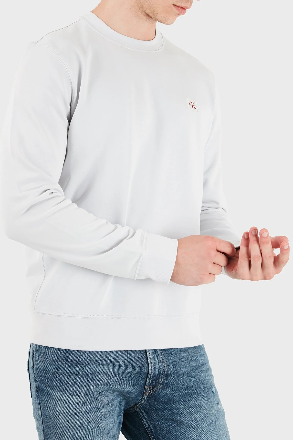 Calvin Klein Logolu Pamuklu Regular Fit Bisiklet Yaka LV04RG268GPSX Erkek Sweat LV04RG268G PSX Gri - 3
