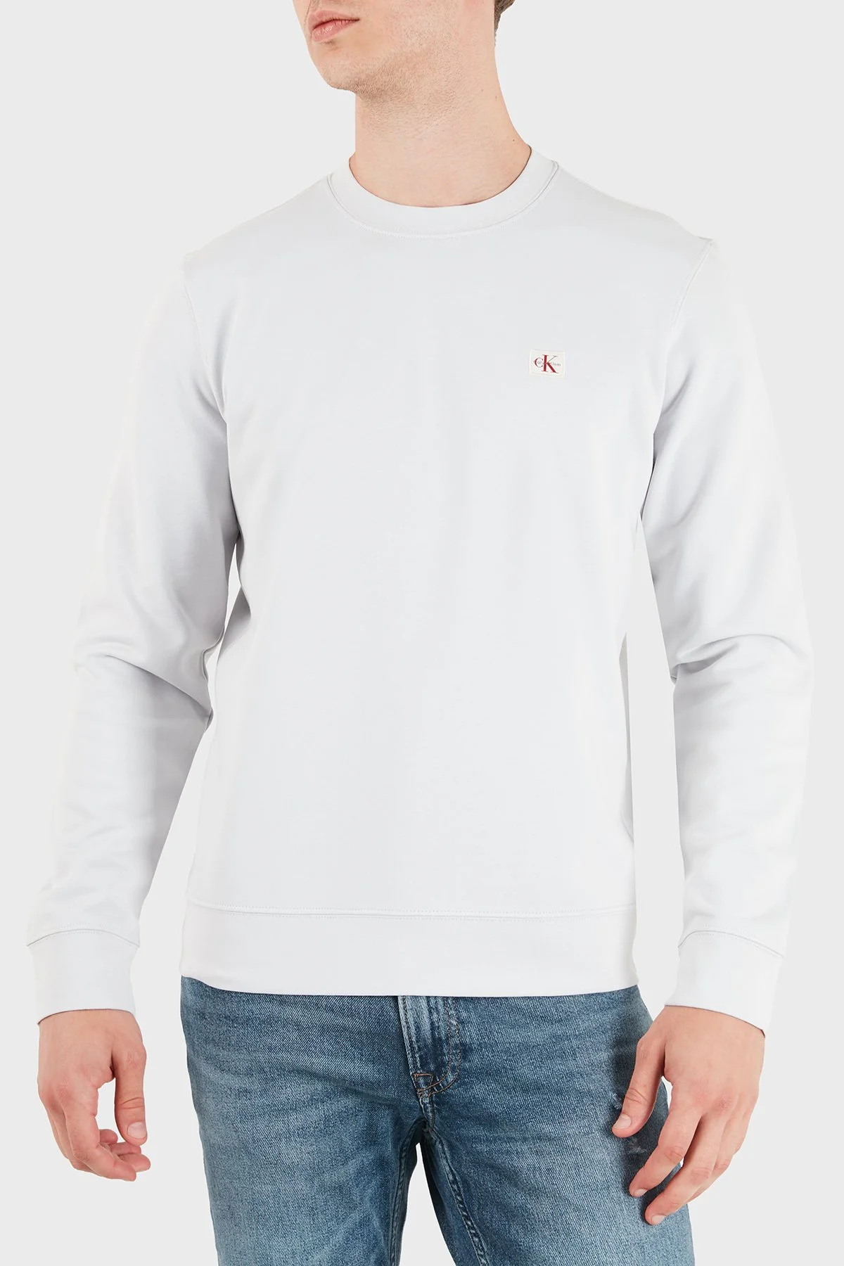 Calvin Klein Logolu Pamuklu Regular Fit Bisiklet Yaka LV04RG268GPSX Erkek Sweat LV04RG268G PSX Gri - 4