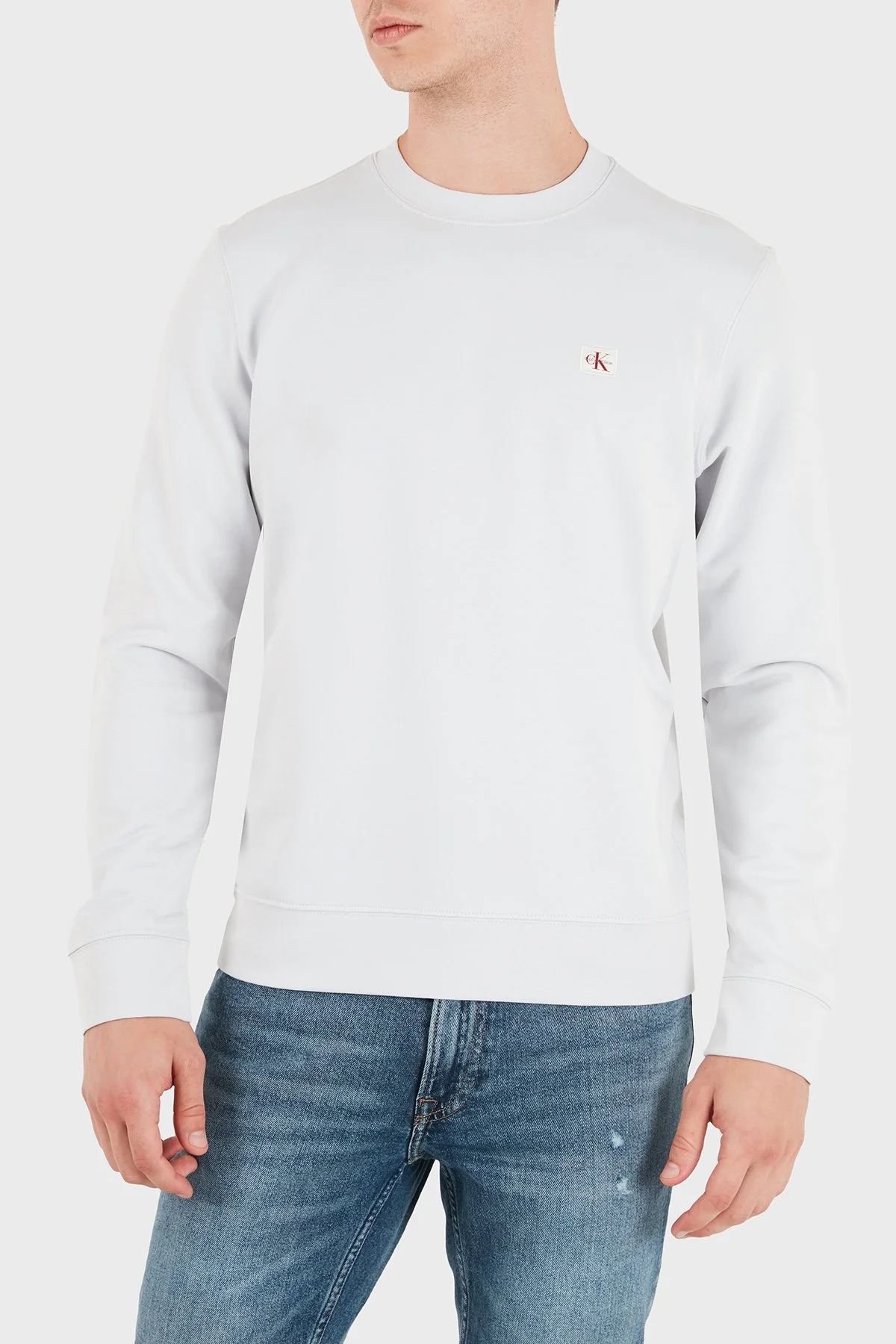 Calvin Klein Logolu Pamuklu Regular Fit Bisiklet Yaka LV04RG268GPSX Erkek Sweat LV04RG268G PSX Gri - 5