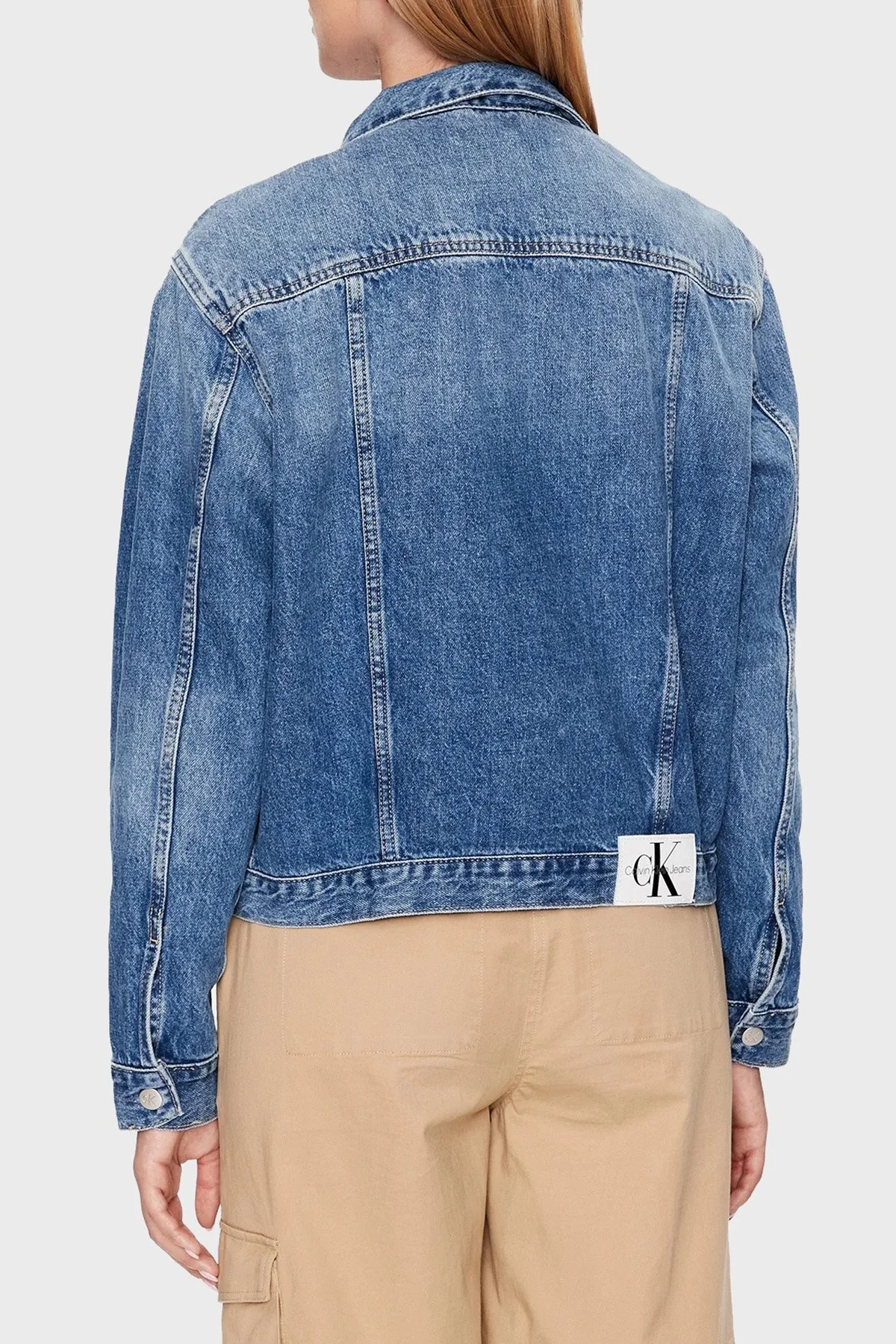 Calvin Klein Logolu Pamuklu Regular Fit J20J2212611A4 Bayan Kot Ceket J20J221261 1A4 MAVİ - 2