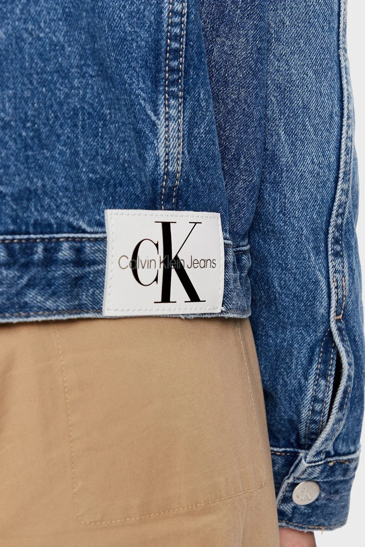 Calvin Klein Logolu Pamuklu Regular Fit J20J2212611A4 Bayan Kot Ceket J20J221261 1A4 MAVİ - 4