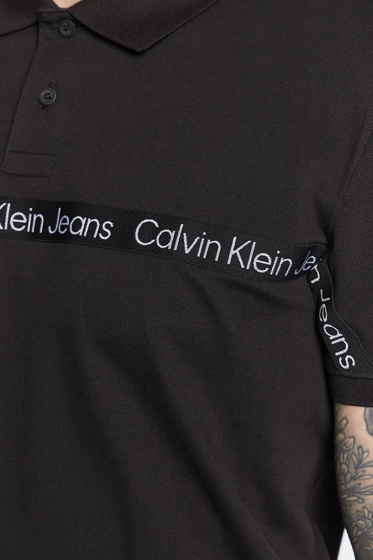 Calvin Klein Logolu Pamuklu Regular Fit J30J322856BEH Erkek Polo T Shirt J30J322856 BEH SİYAH - 4