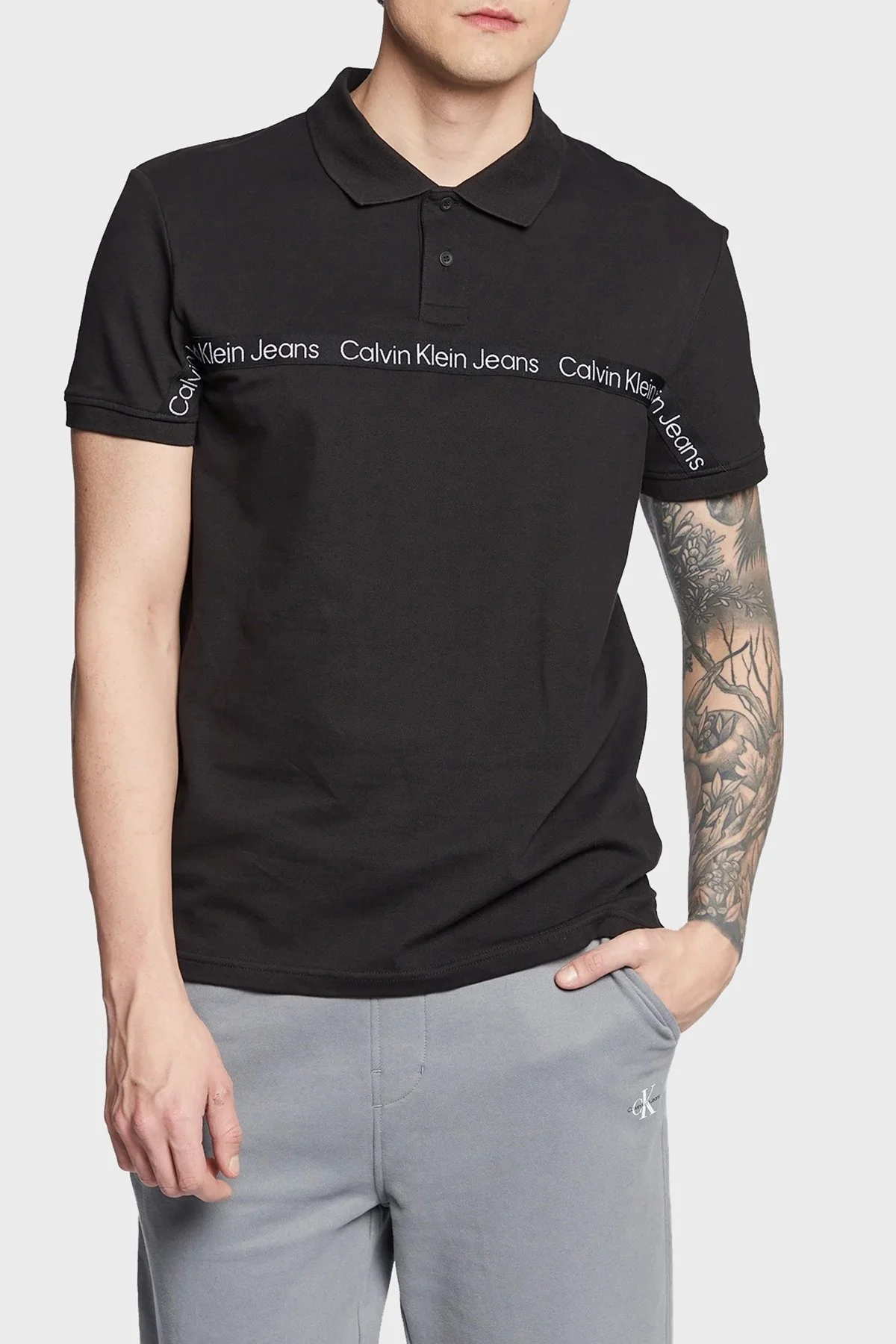 Calvin Klein Logolu Pamuklu Regular Fit J30J322856BEH Erkek Polo T Shirt J30J322856 BEH SİYAH - 6