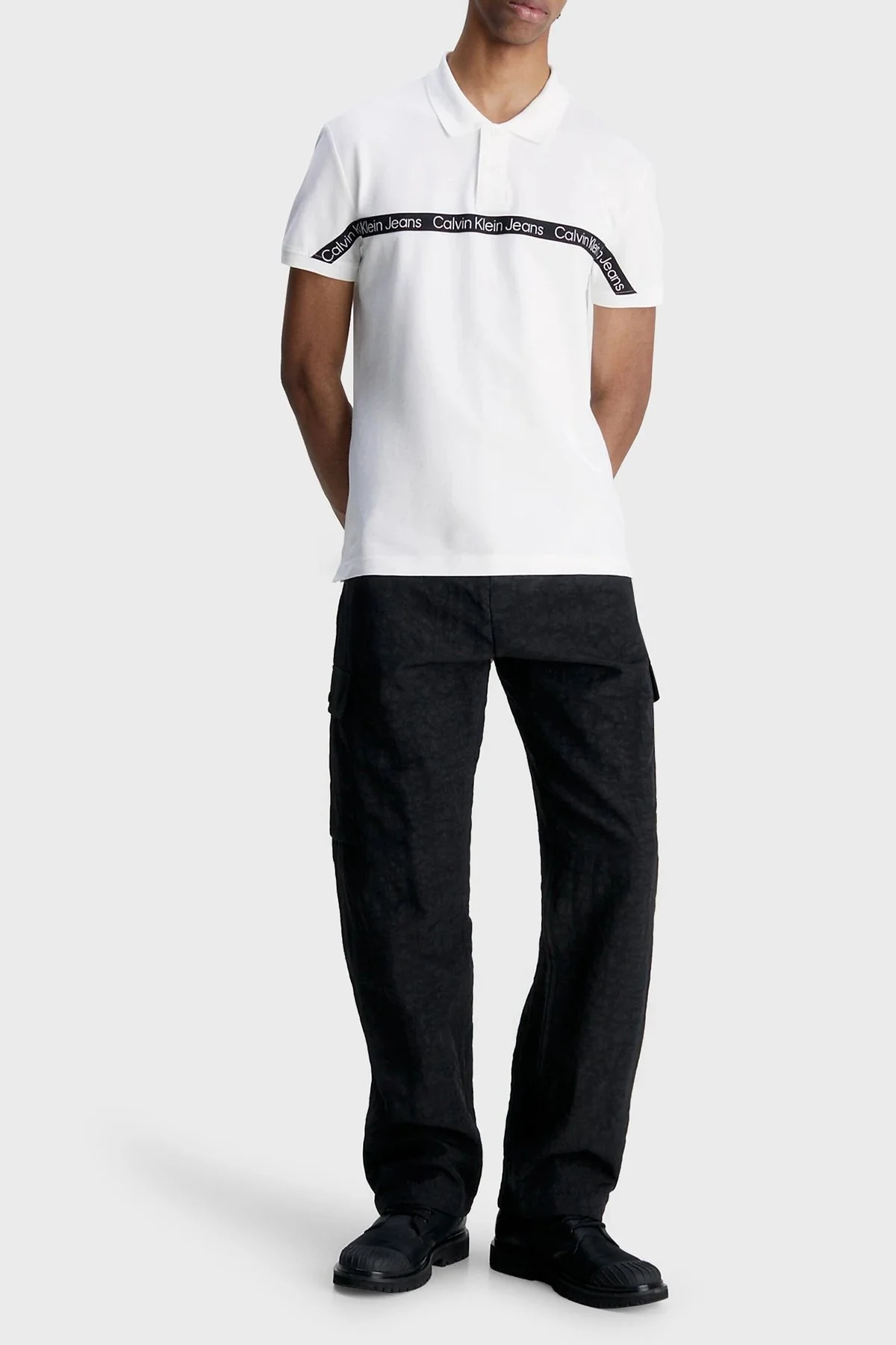 Calvin Klein Logolu Pamuklu Regular Fit J30J322856YAF Erkek Polo Yaka T Shirt J30J322856 YAF BEYAZ - 5